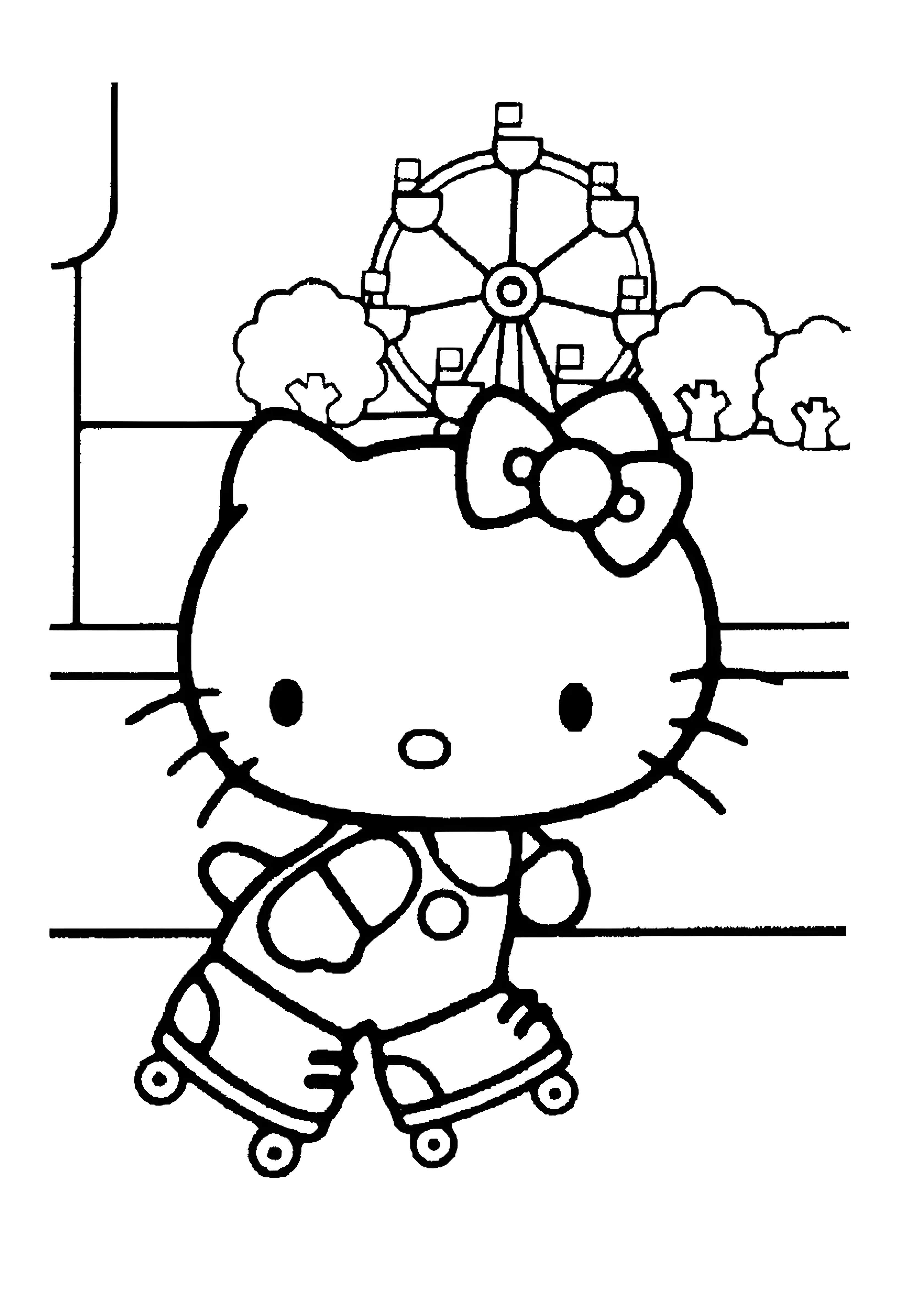 Роликовые коньки №2056. Раскраски из мультиков. Хелло Китти (Hello Kitty).