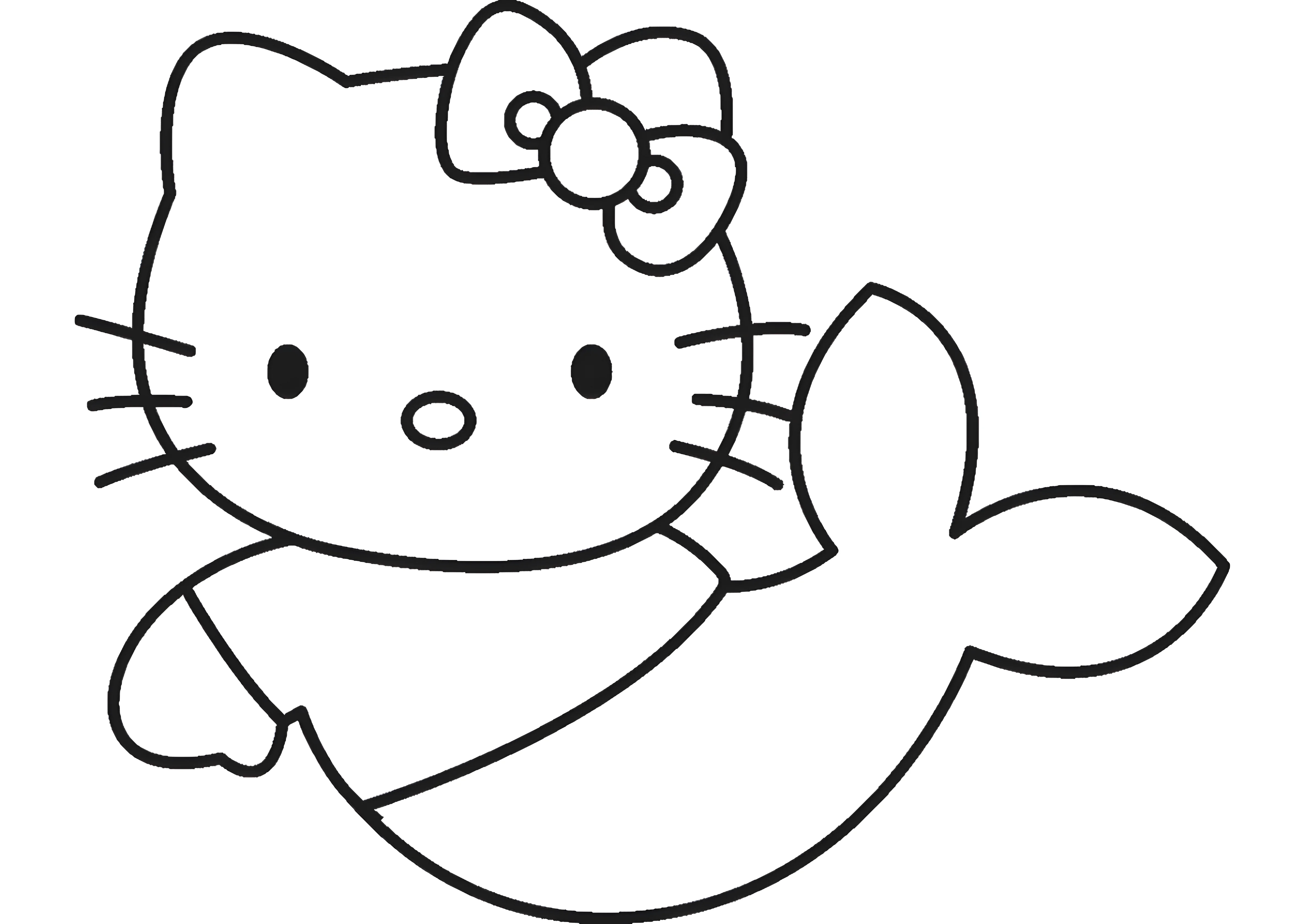 Русалка Хелло Китти №2066. Раскраски из мультиков. Хелло Китти (Hello Kitty).