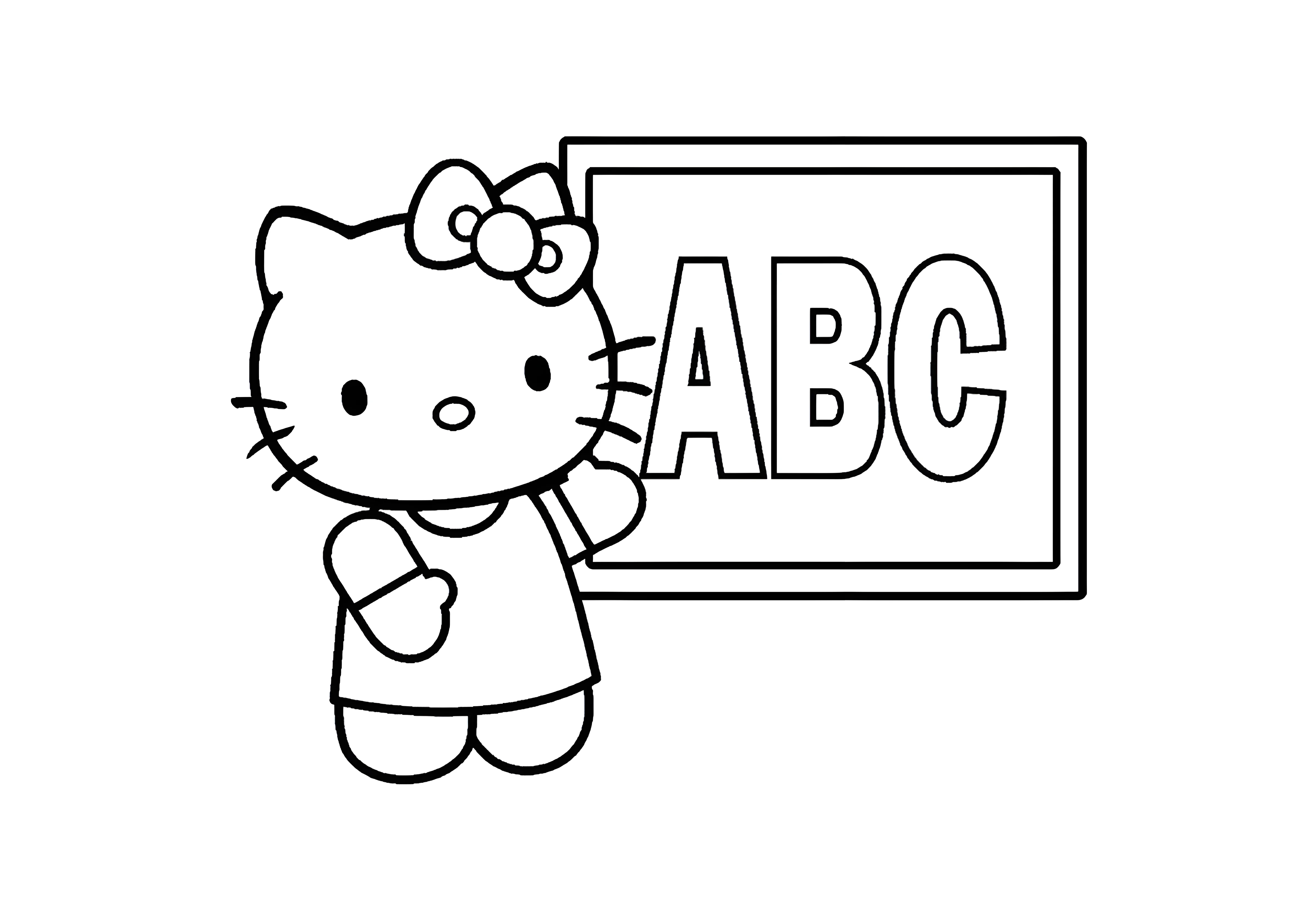 Учим английский алфавит №2085. Раскраски из мультиков. Хелло Китти (Hello Kitty).