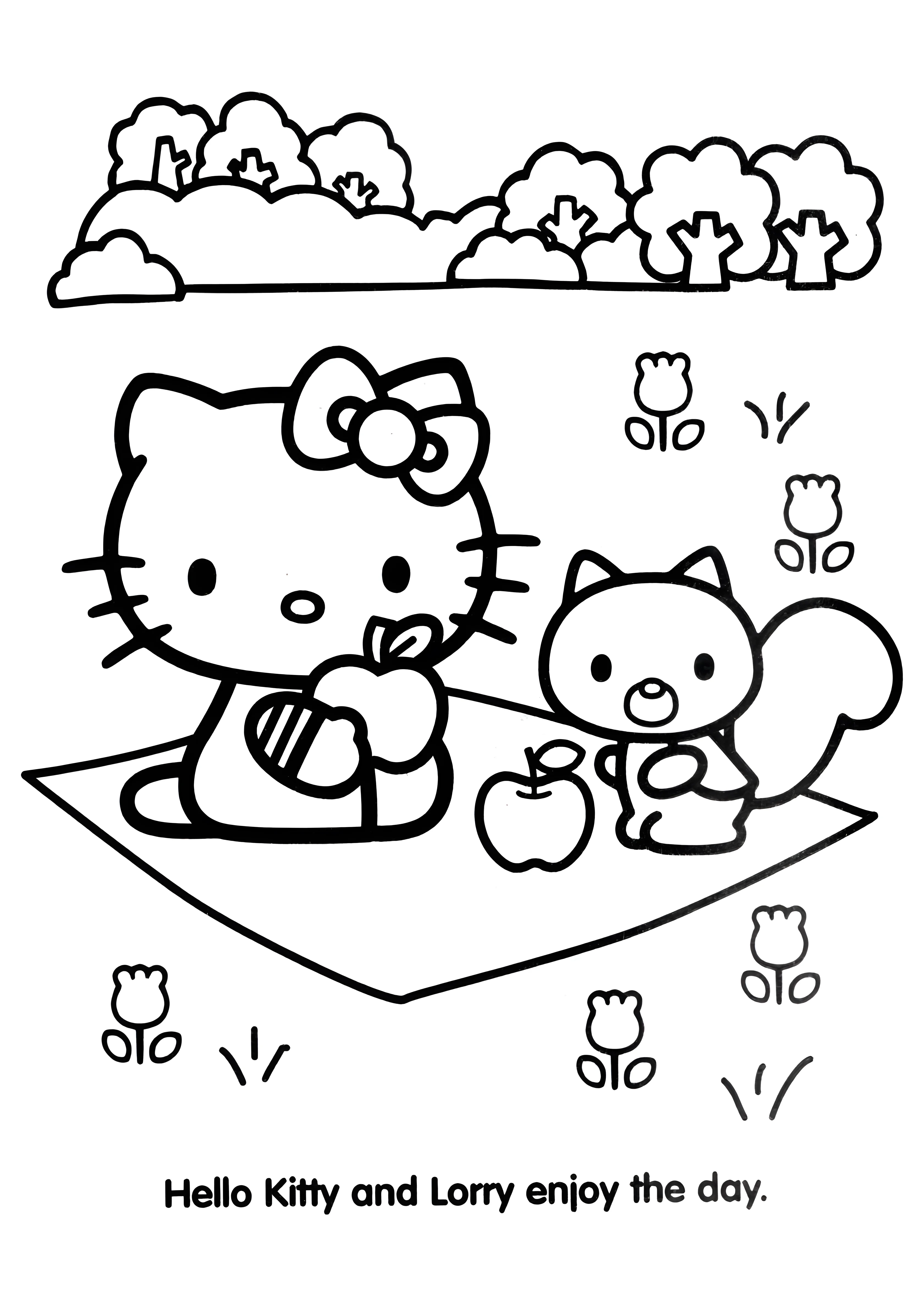 Хелло Китти и Лорри, Хелло Китти (Hello Kitty №2090. Раскраски из мультиков. Хелло Китти (Hello Kitty).