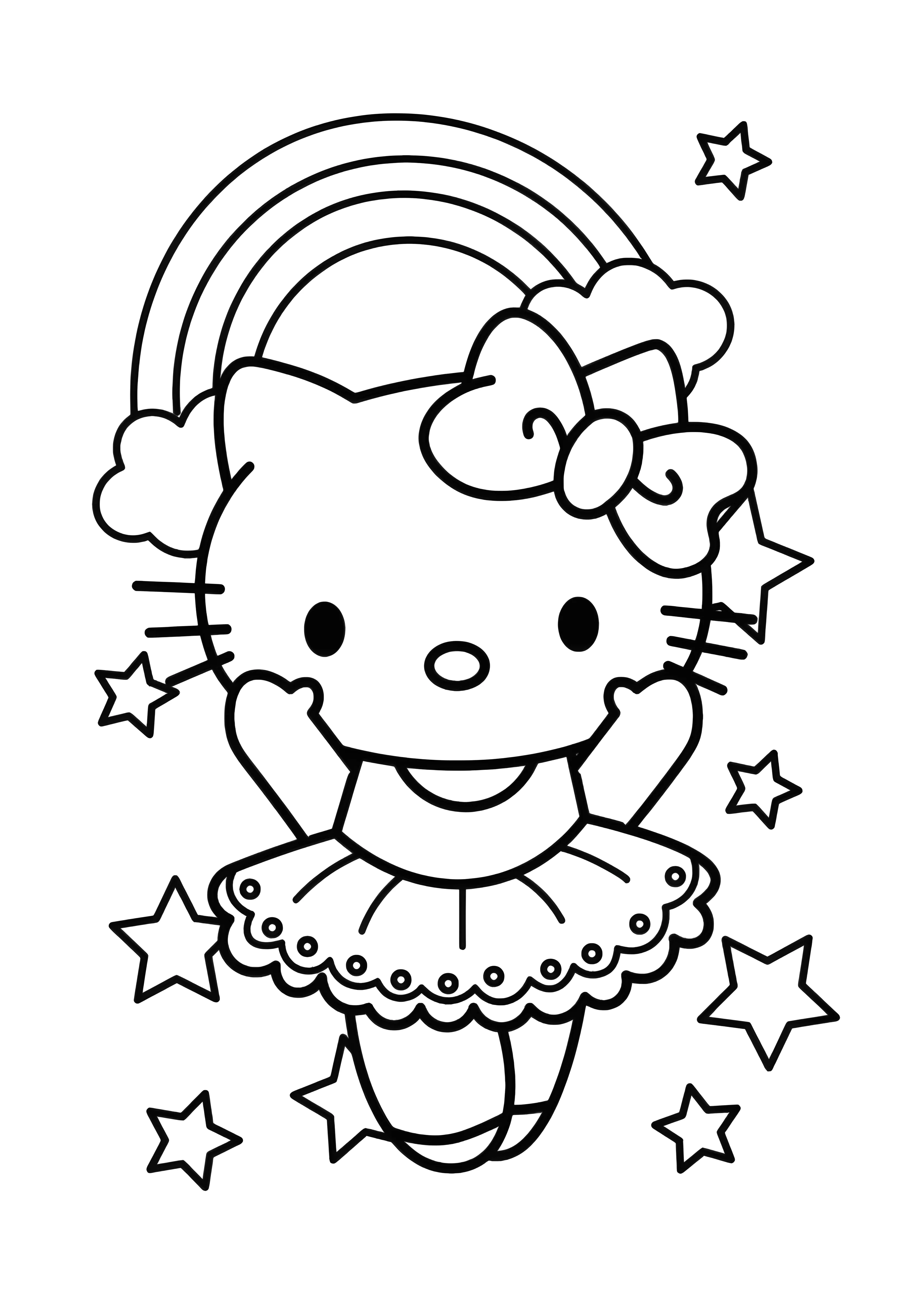 Балерина Хеллоу Китти №2096. Раскраски из мультиков. Хелло Китти (Hello Kitty).