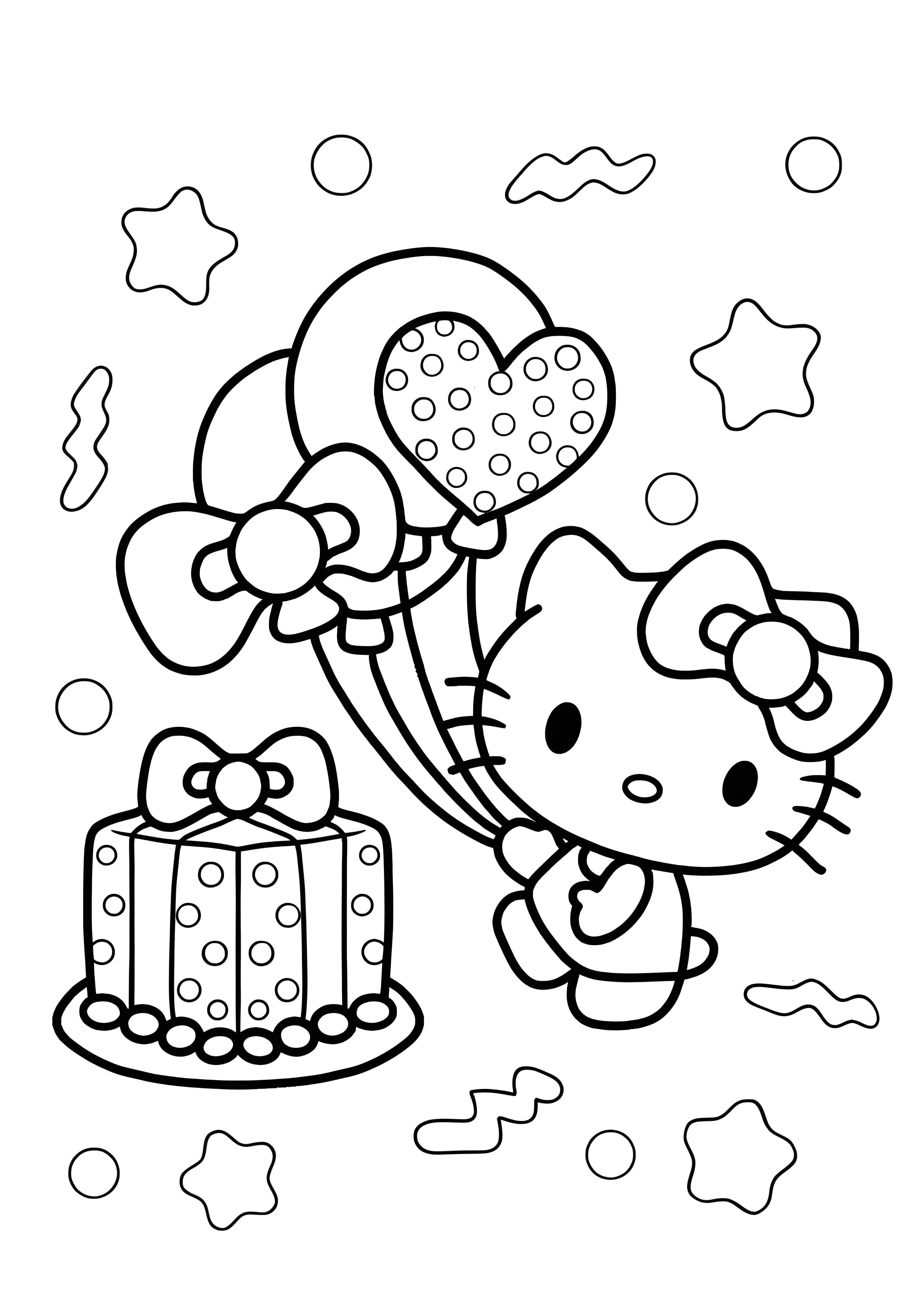 День Рождения Хелло Китти №2116. Раскраски из мультиков. Хелло Китти (Hello Kitty).