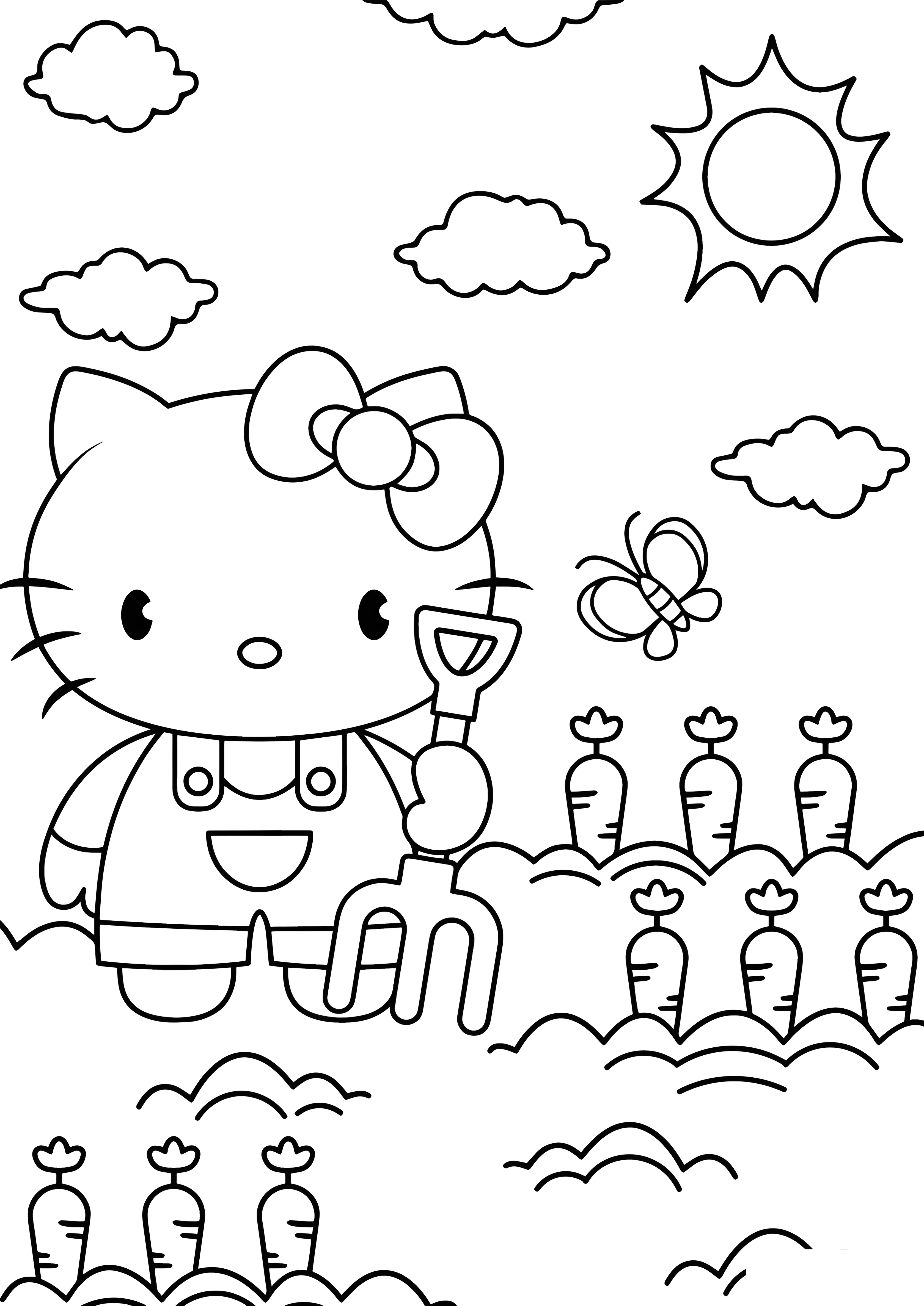 Хелло Китти работает в саду №2110. Раскраски из мультиков. Хелло Китти (Hello Kitty).