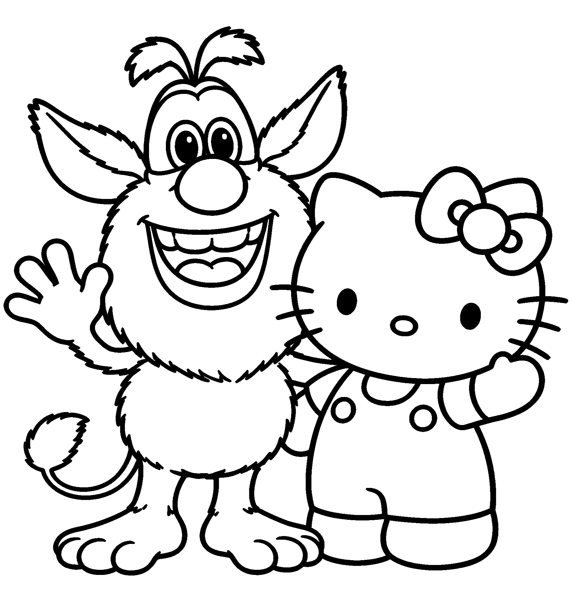 Буба и Хелоу Китти №2164. Раскраски из мультиков. Хелло Китти (Hello Kitty).