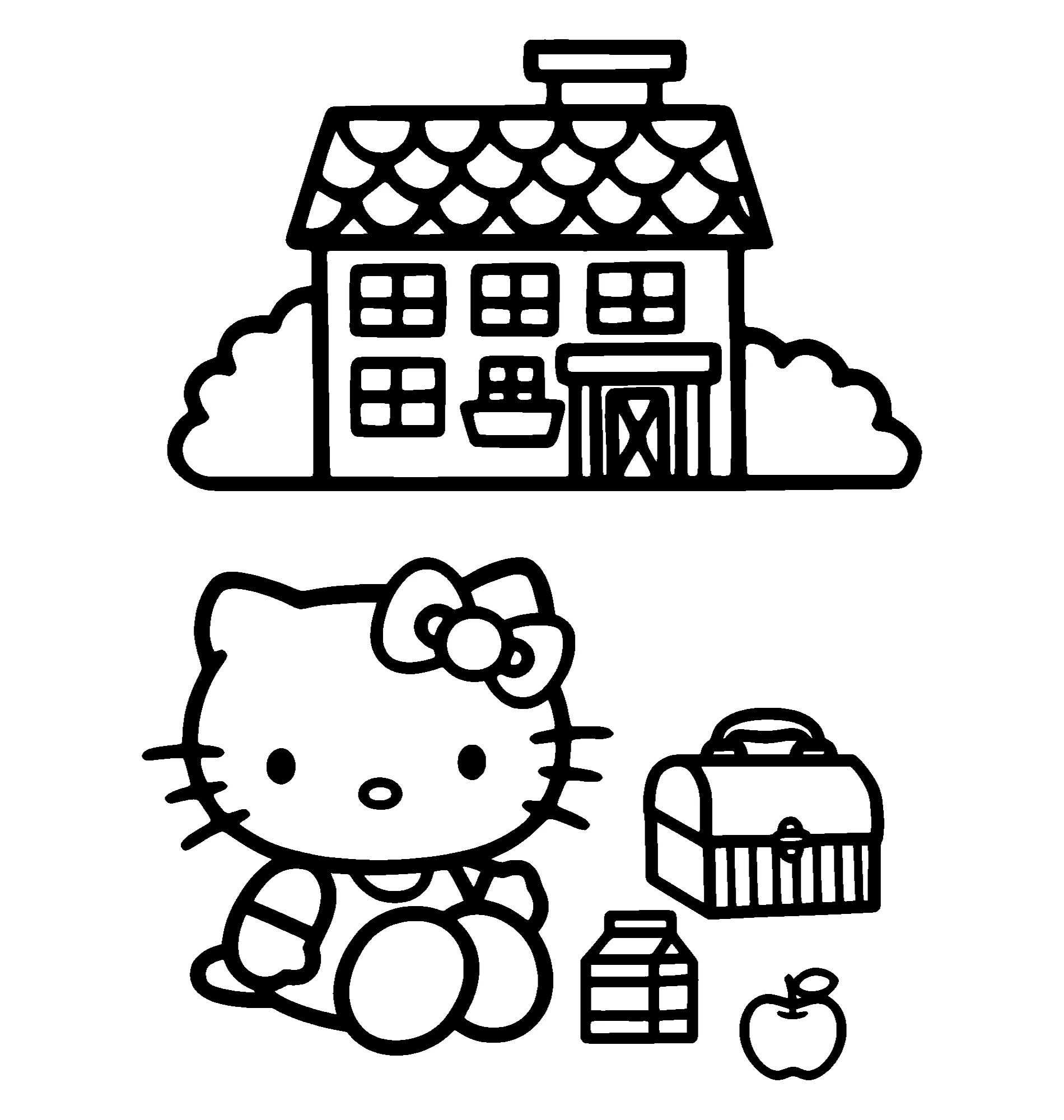 Домик Hello Kitty №2191. Раскраски из мультиков. Хелло Китти (Hello Kitty).