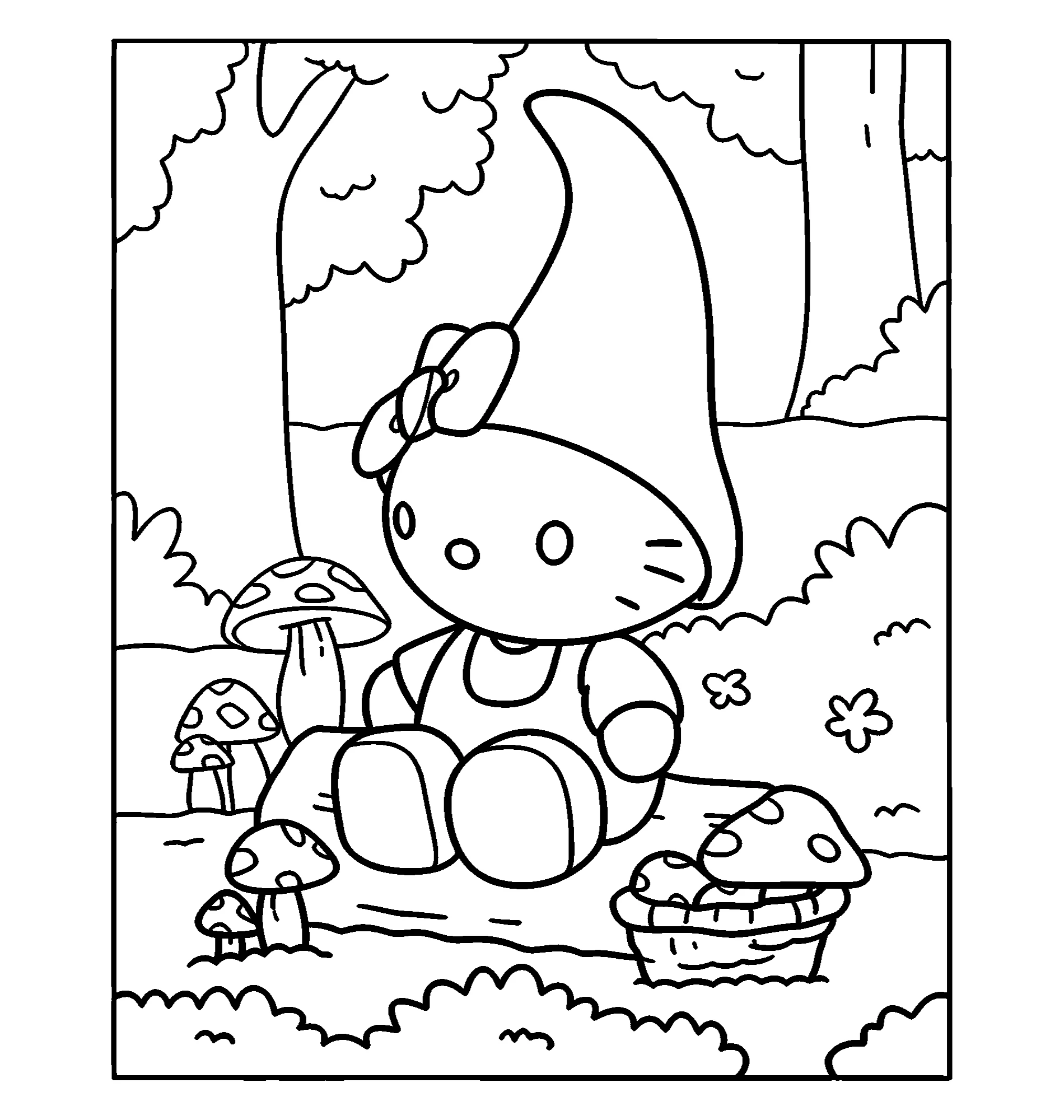 Гном Хелло Китти №2211. Раскраски из мультиков. Хелло Китти (Hello Kitty).