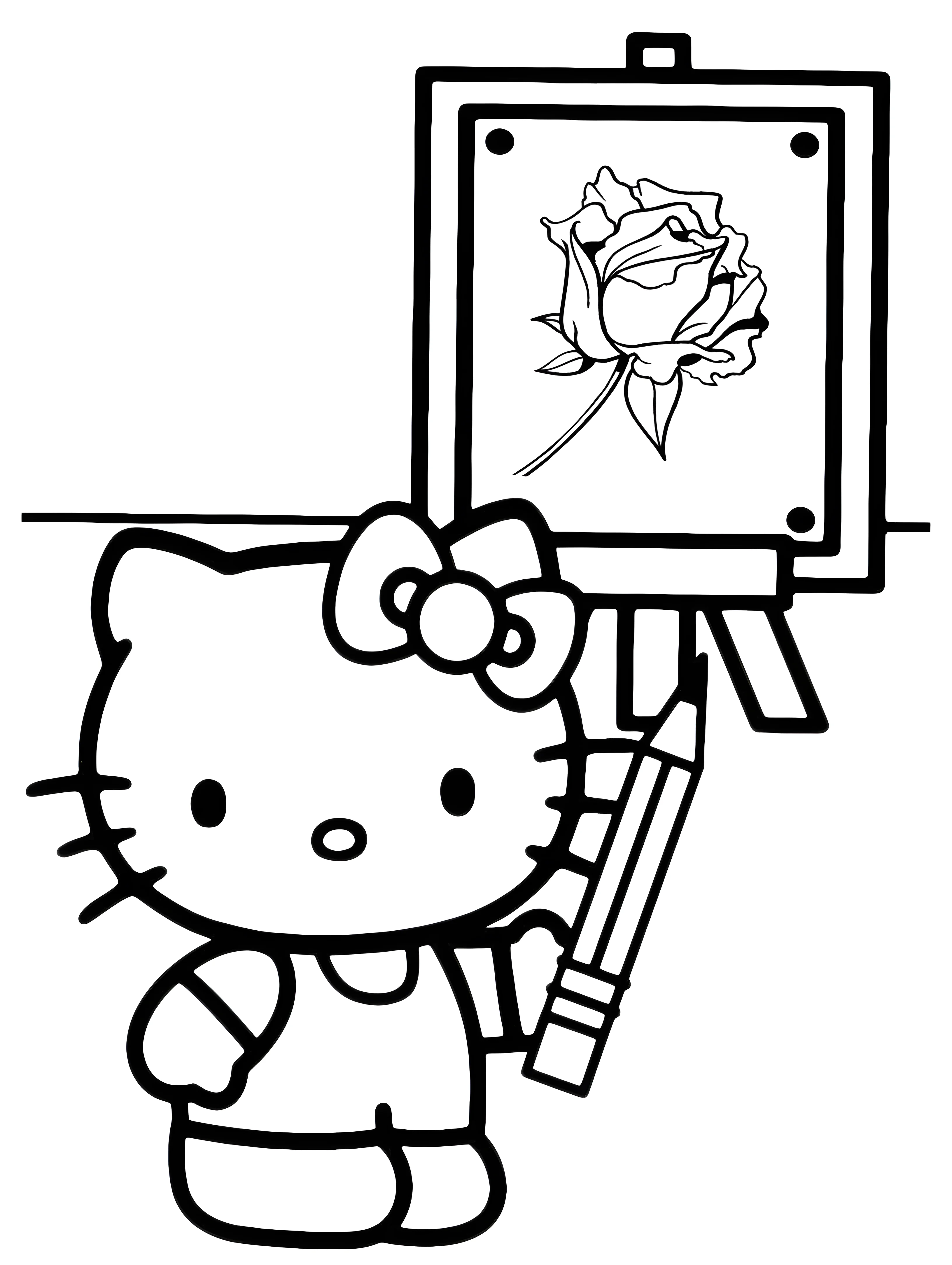 Китти рисует картину №2131. Раскраски из мультиков. Хелло Китти (Hello Kitty).