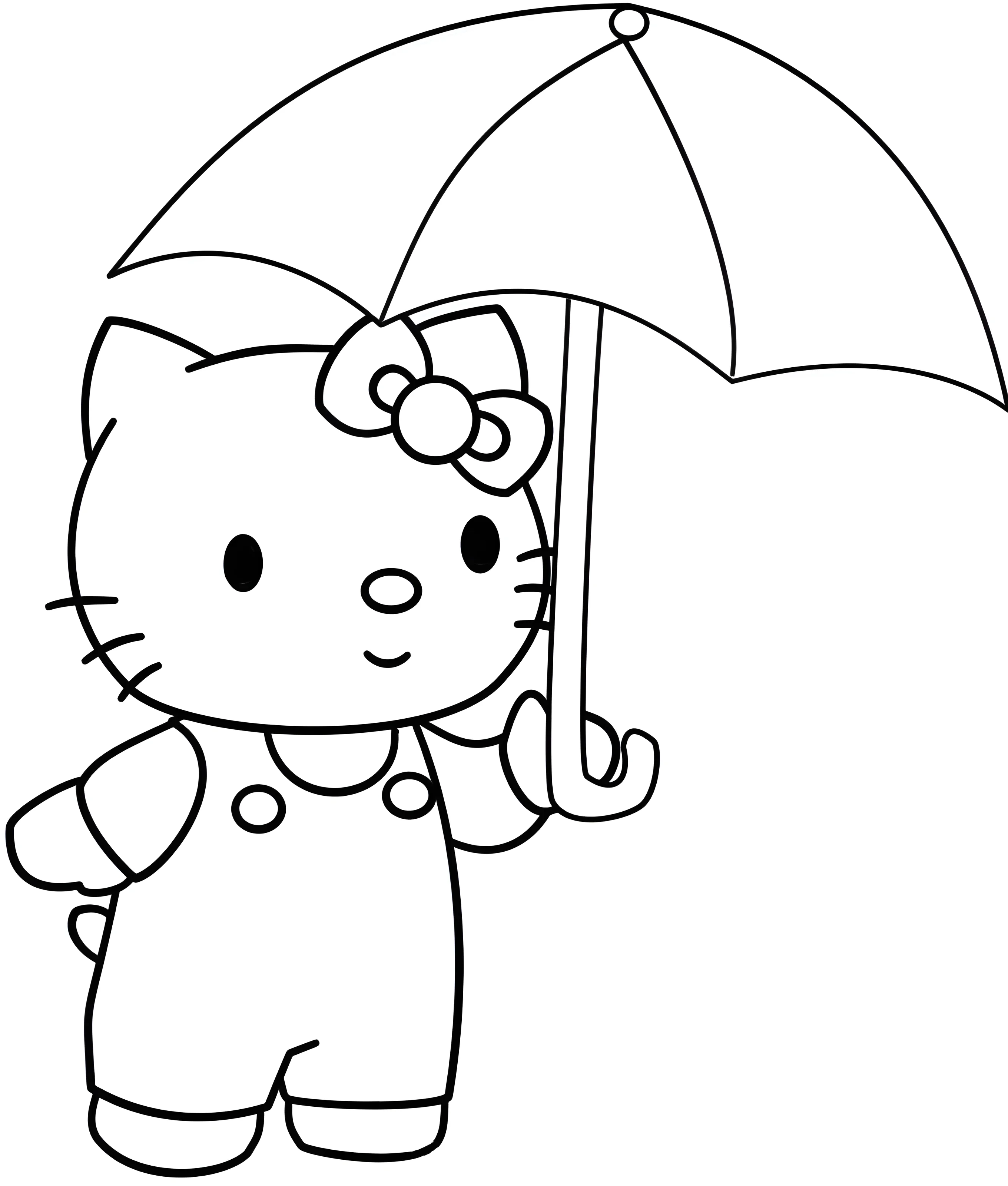 Китти под зонтиком №2136. Раскраски из мультиков. Хелло Китти (Hello Kitty).