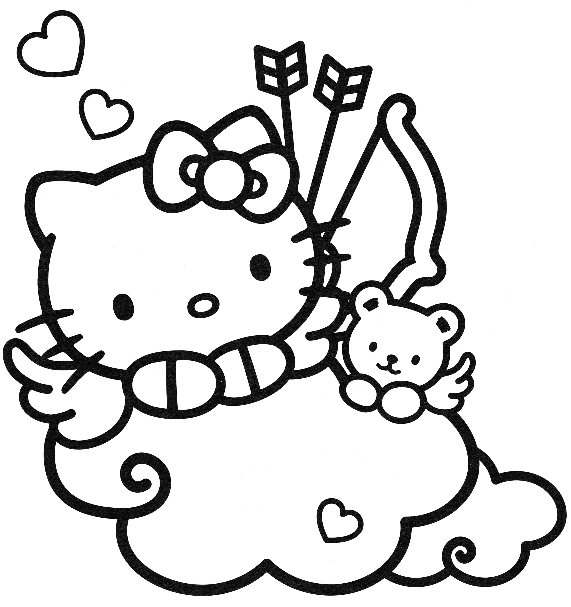Хелло Китти купидончик №2137. Раскраски из мультиков. Хелло Китти (Hello Kitty).