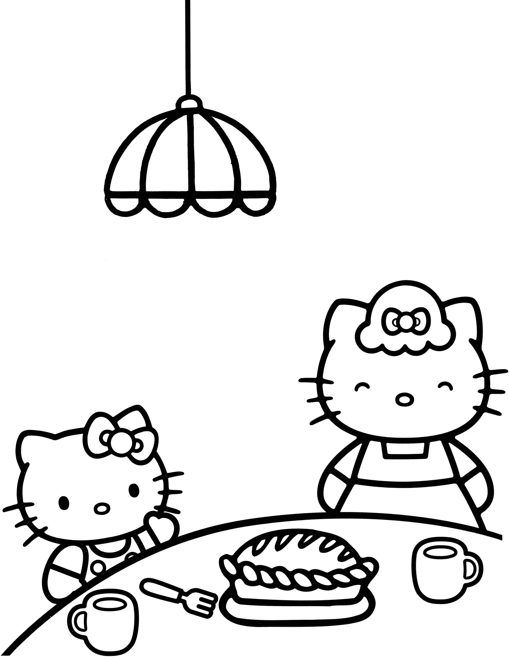 Мама Вайт приготовила пирог №2150. Раскраски из мультиков. Хелло Китти (Hello Kitty).