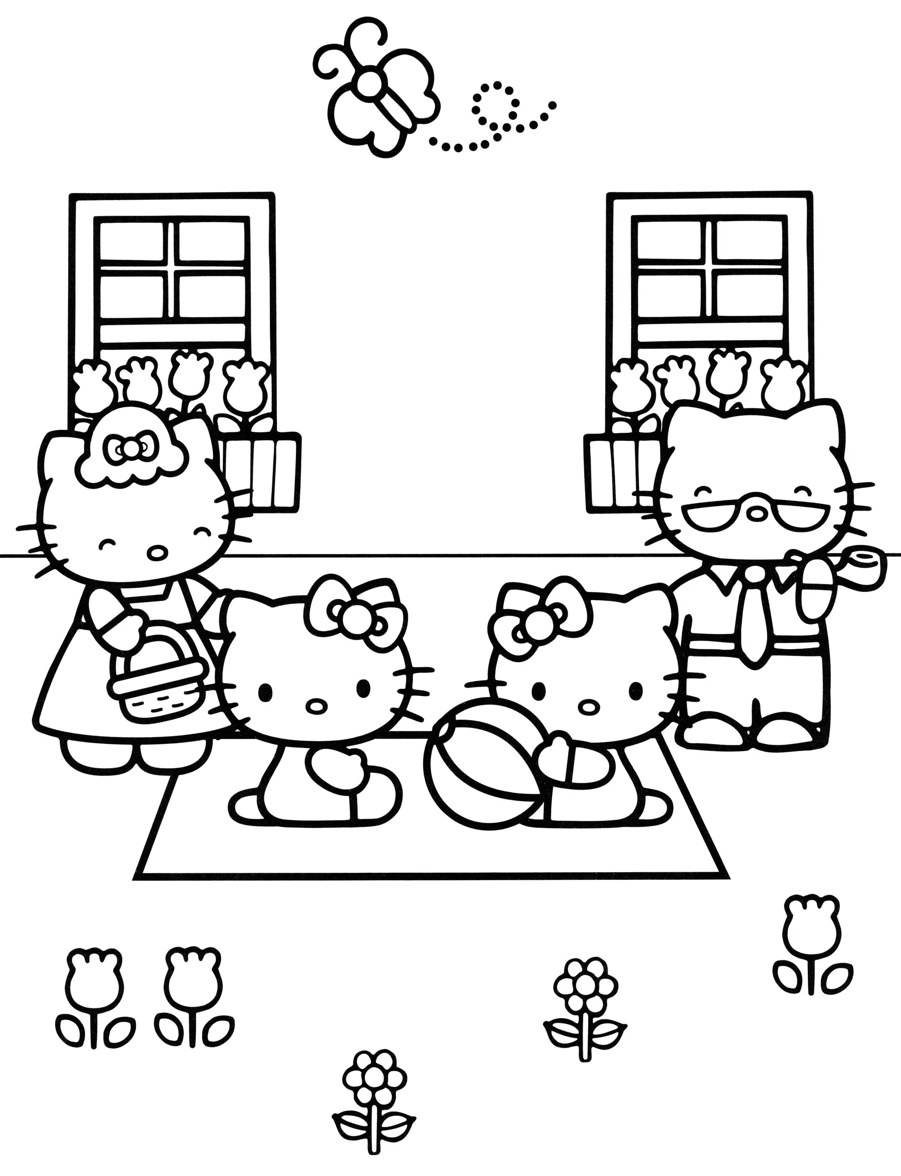 Семья Вайт на пикнике №2152. Раскраски из мультиков. Хелло Китти (Hello Kitty).