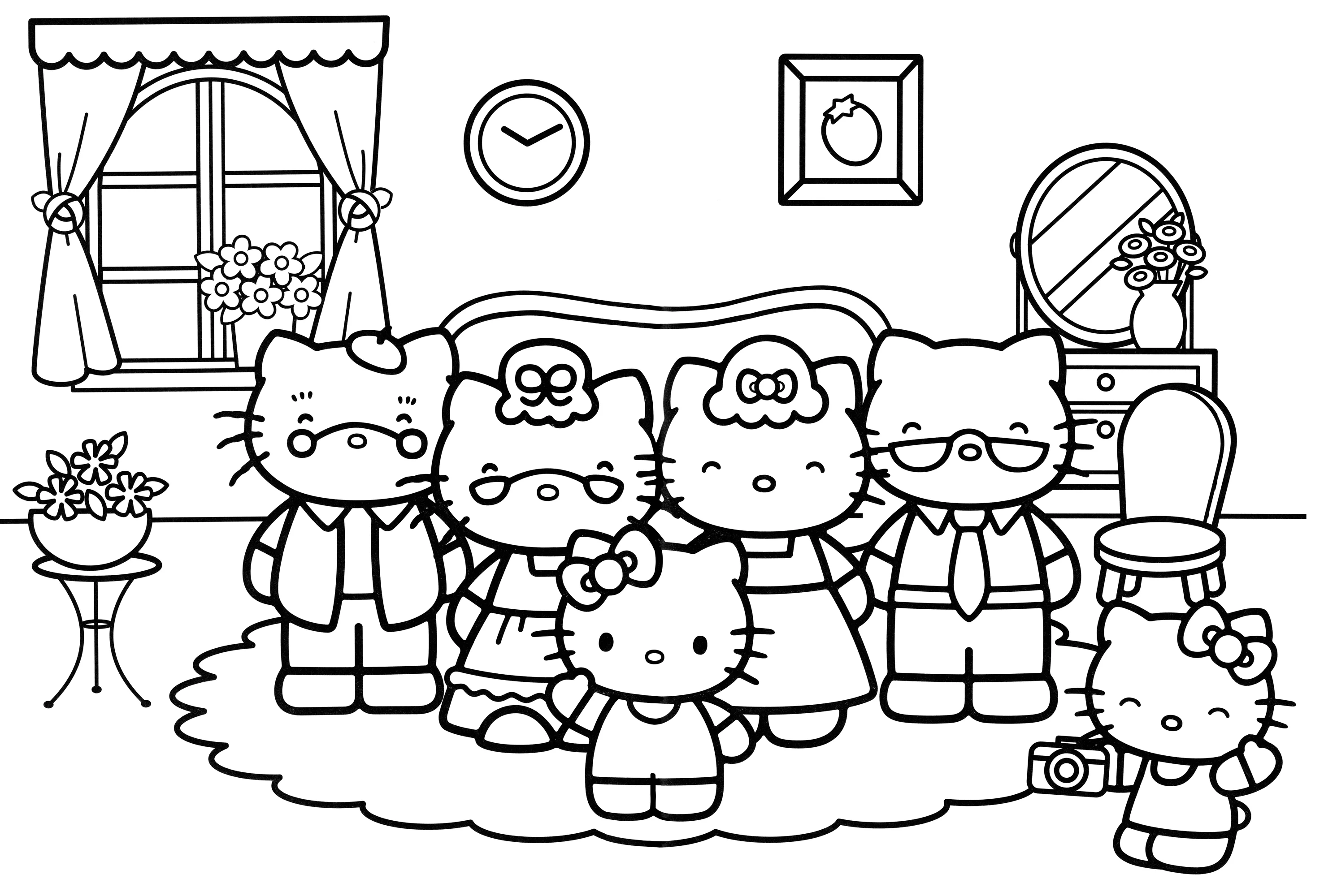 Вся семейка Вайт №2156. Раскраски из мультиков. Хелло Китти (Hello Kitty).