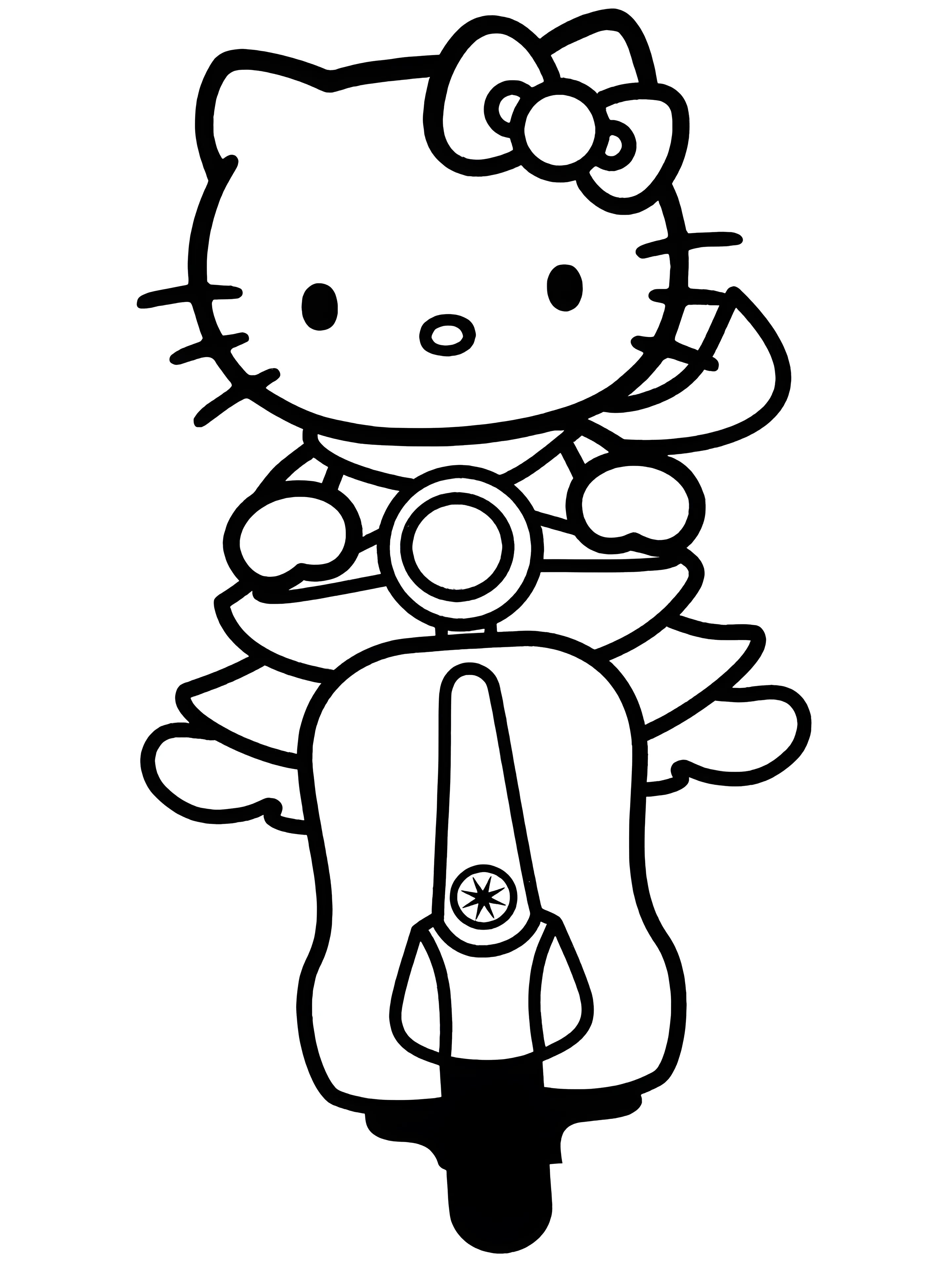 Хелло Китти на мопеде, кошка Хелло Китти (Hello Kitty №2124. Раскраски из мультиков. Хелло Китти (Hello Kitty).