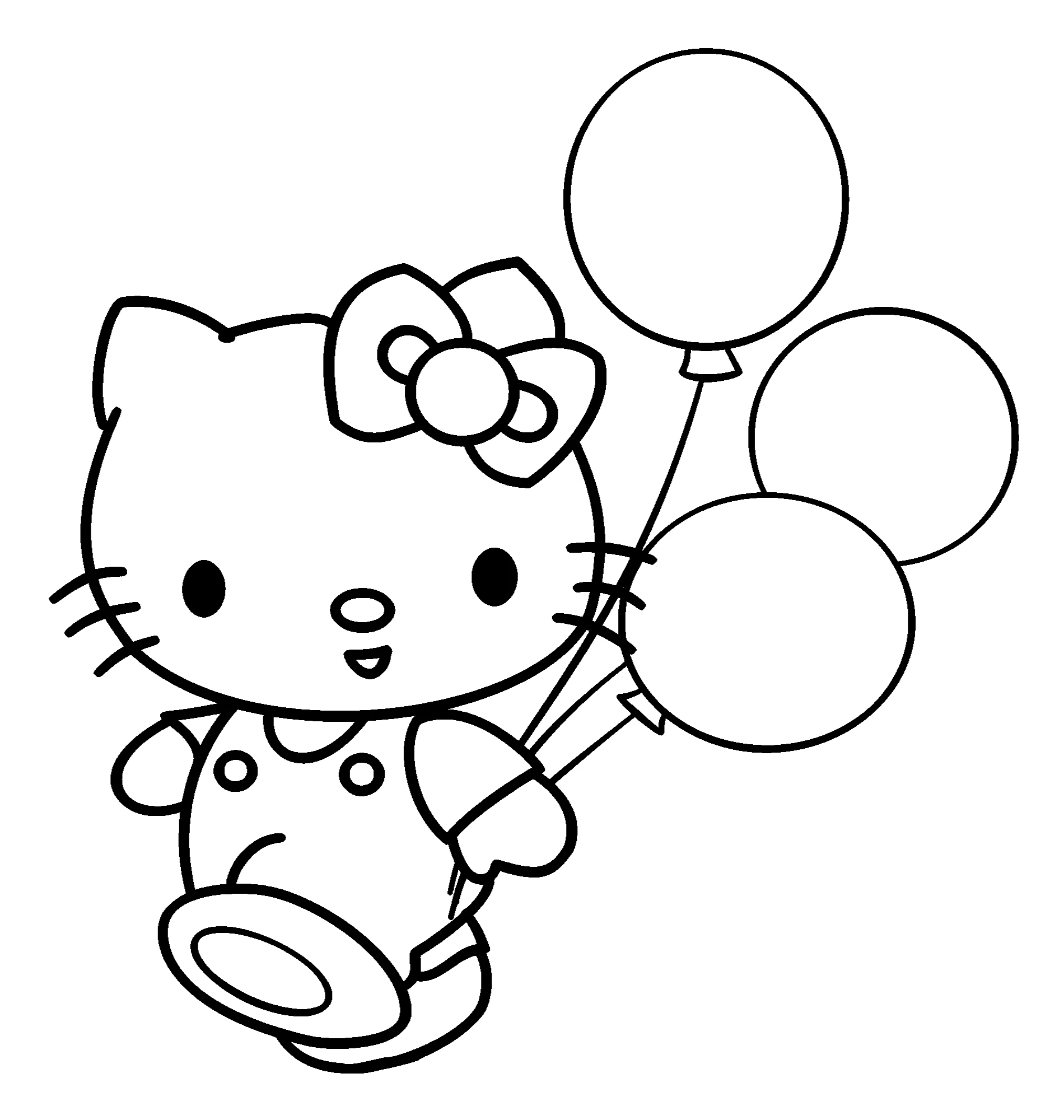 Hello Kitty и воздушные шары, белая кошка Хелло Китти №2168. Раскраски из мультиков. Хелло Китти (Hello Kitty).