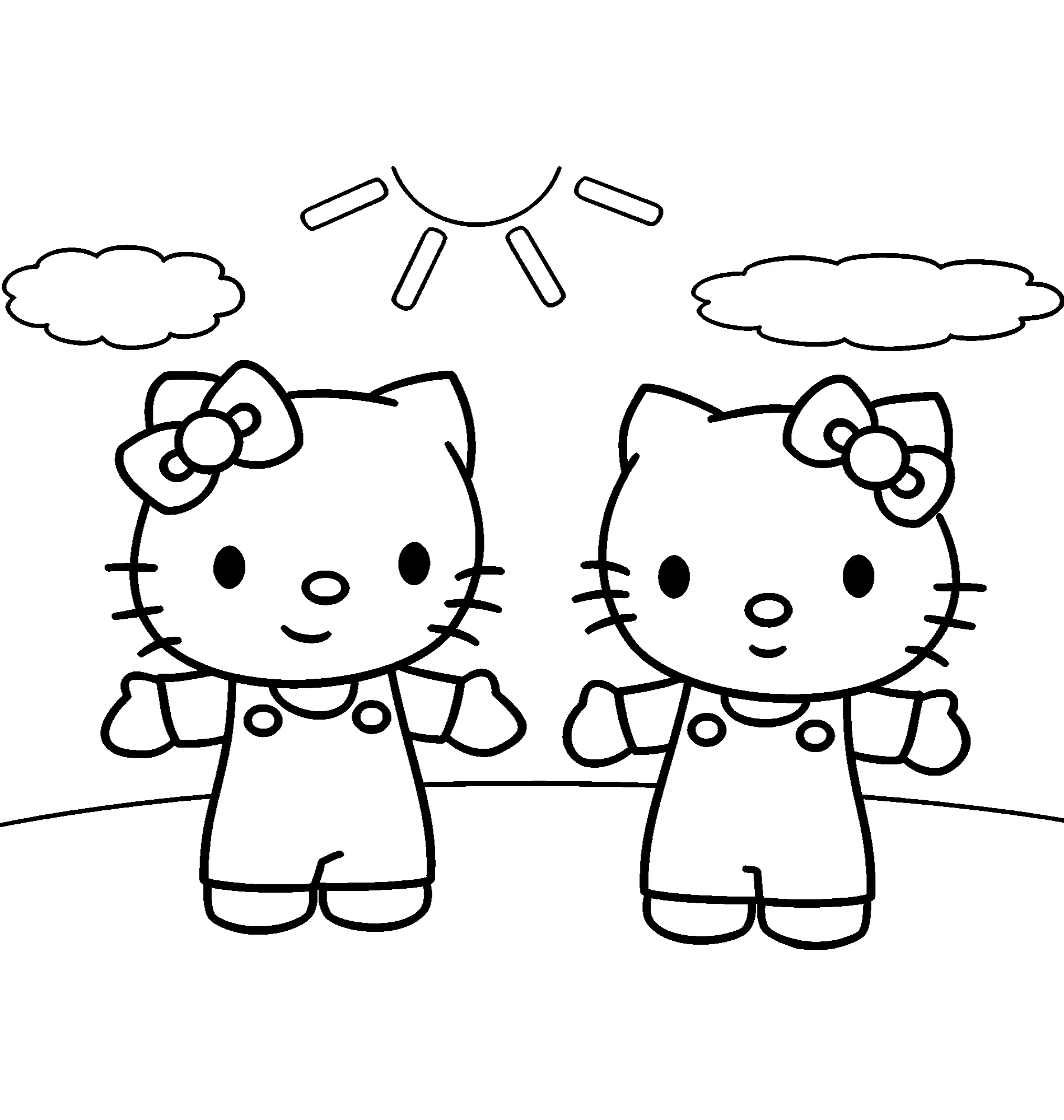 Китти и Мимми, картинка-раскраска Hello Kitty для девочек №2203. Раскраски из мультиков. Хелло Китти (Hello Kitty).