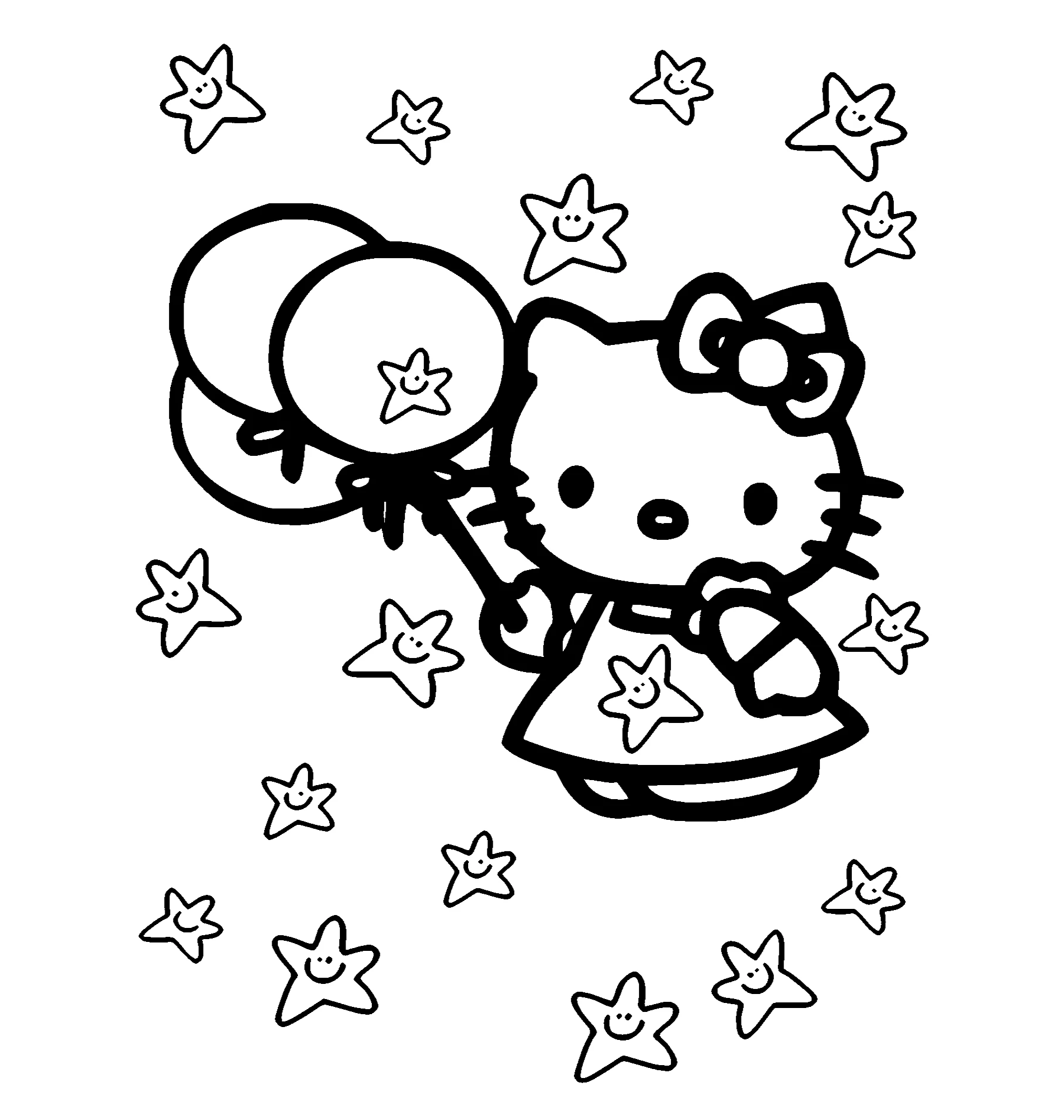Китти и воздушные шарики №2192. Раскраски из мультиков. Хелло Китти (Hello Kitty).