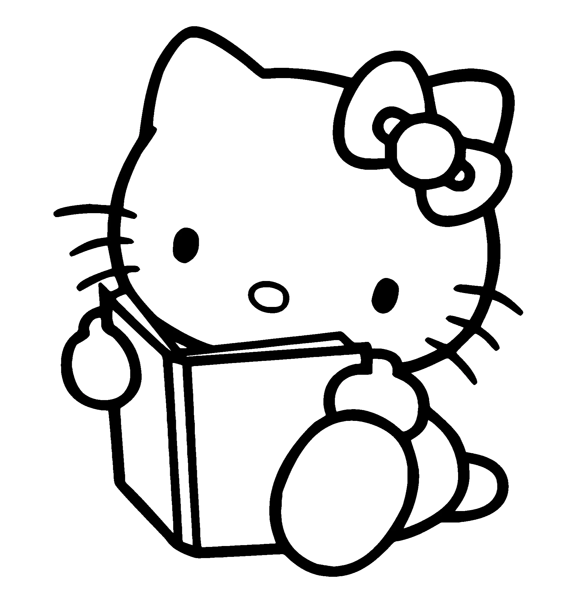 Kitty читает книжку №2185. Раскраски из мультиков. Хелло Китти (Hello Kitty).