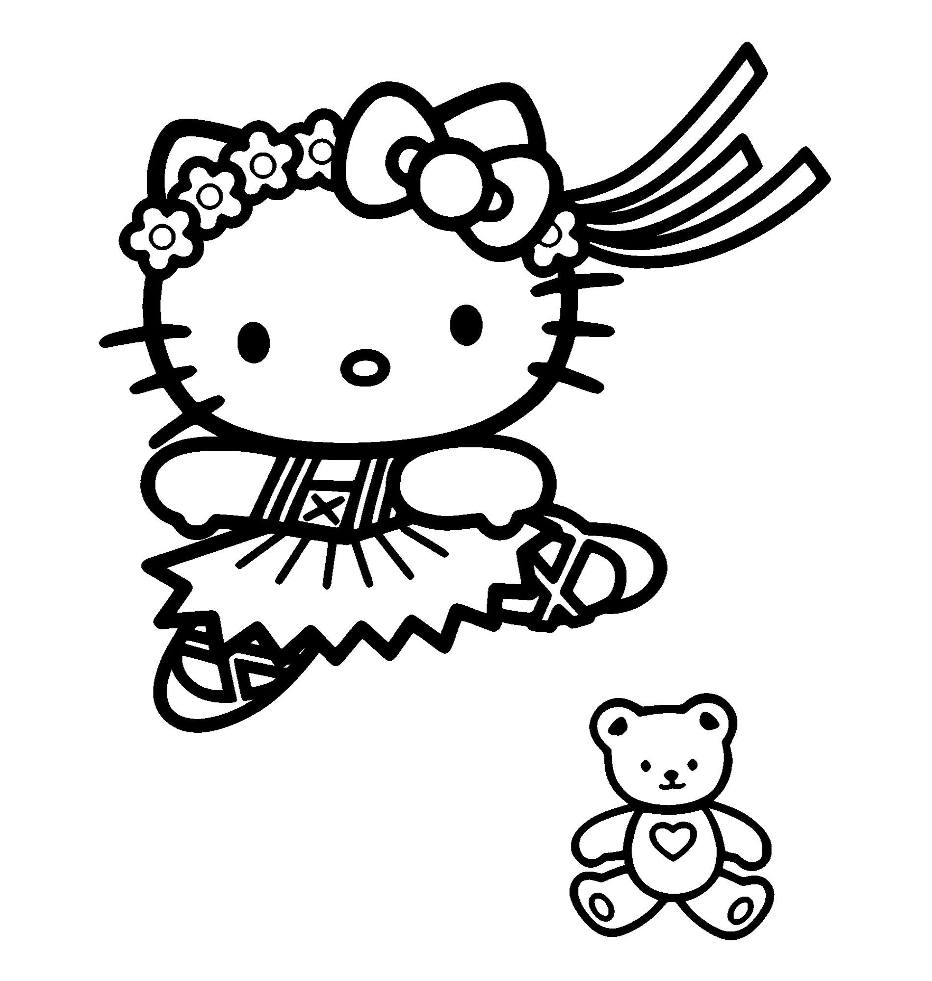 Kitty на танцах №2170. Раскраски из мультиков. Хелло Китти (Hello Kitty).