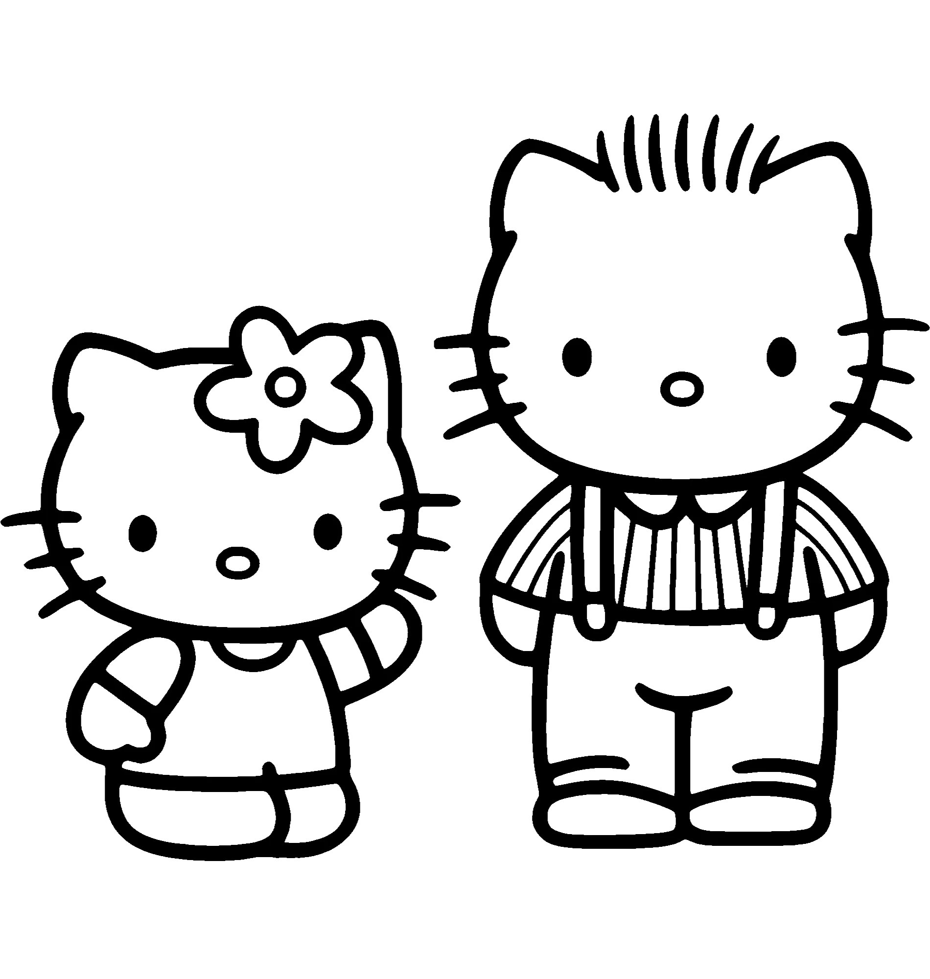 Kitty разговаривает с папой №2197. Раскраски из мультиков. Хелло Китти (Hello Kitty).