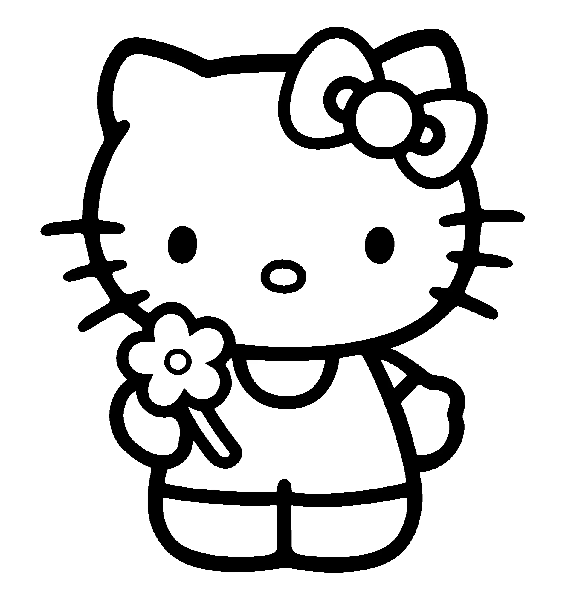 Kitty с цветочком, раскраска Хелло Китти №2162. Раскраски из мультиков. Хелло Китти (Hello Kitty).