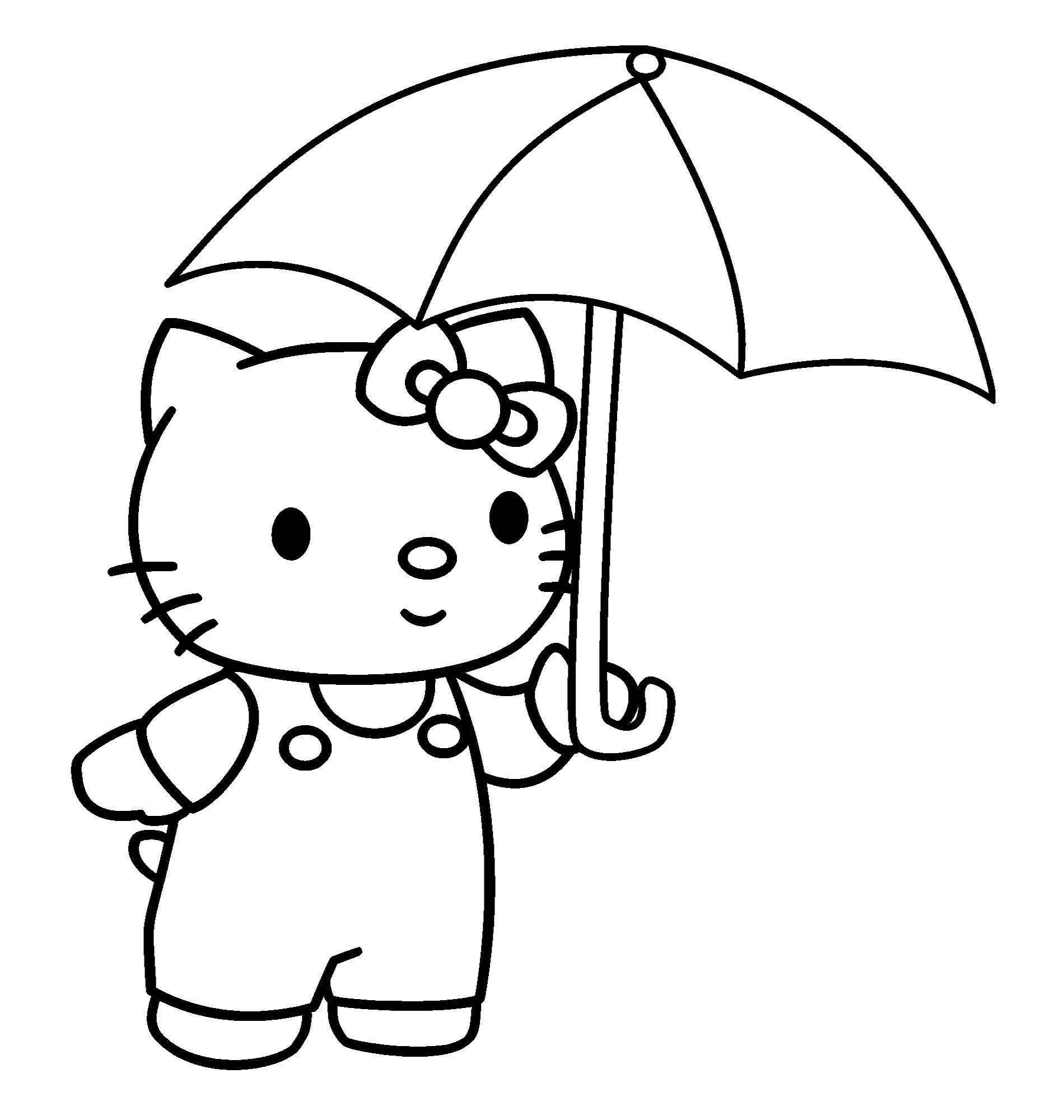 Kitty с новым зонтиком №2187. Раскраски из мультиков. Хелло Китти (Hello Kitty).