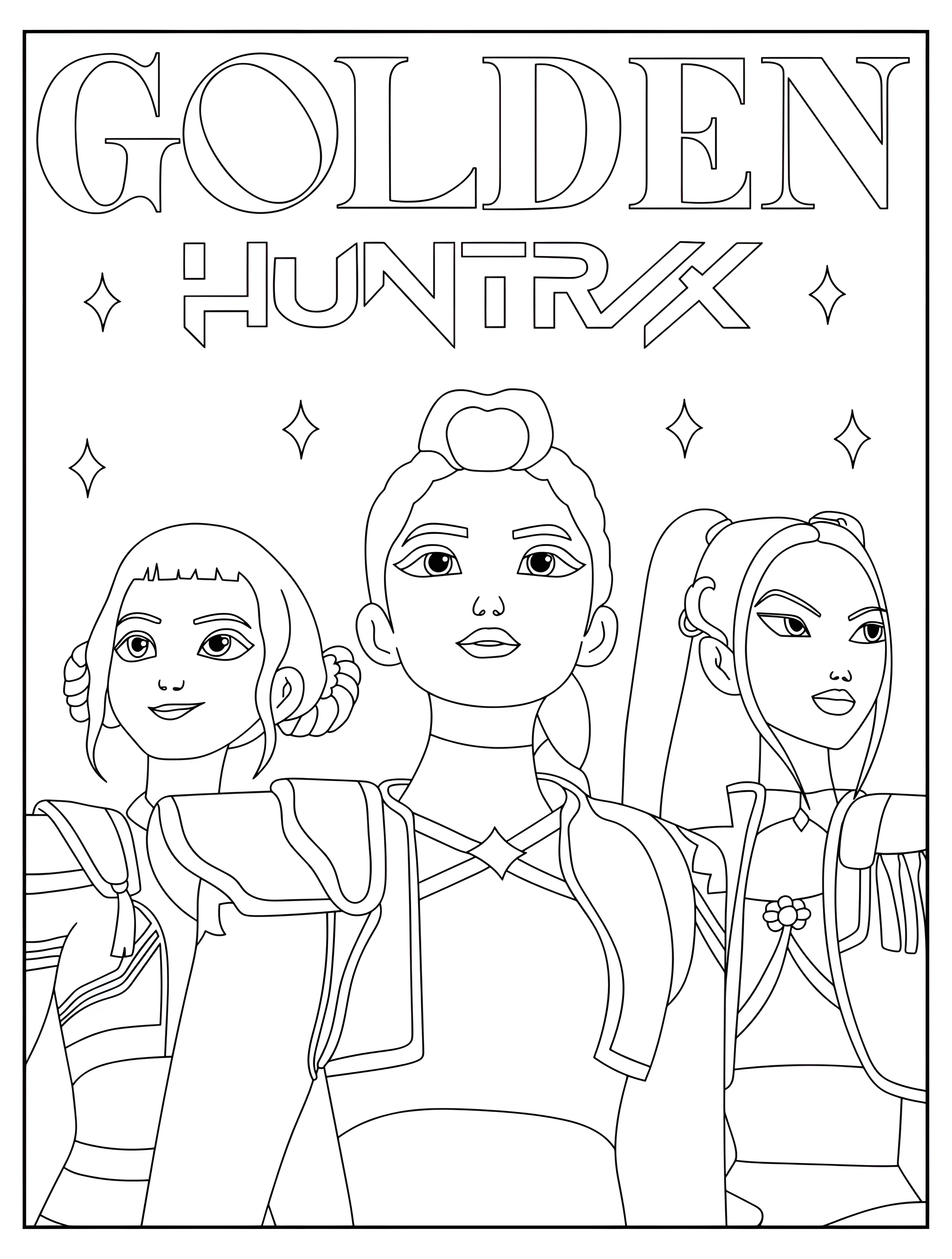 Golden в исполнении Huntrix №1387. Раскраски из мультиков. Кейпоп-охотницы на демонов.