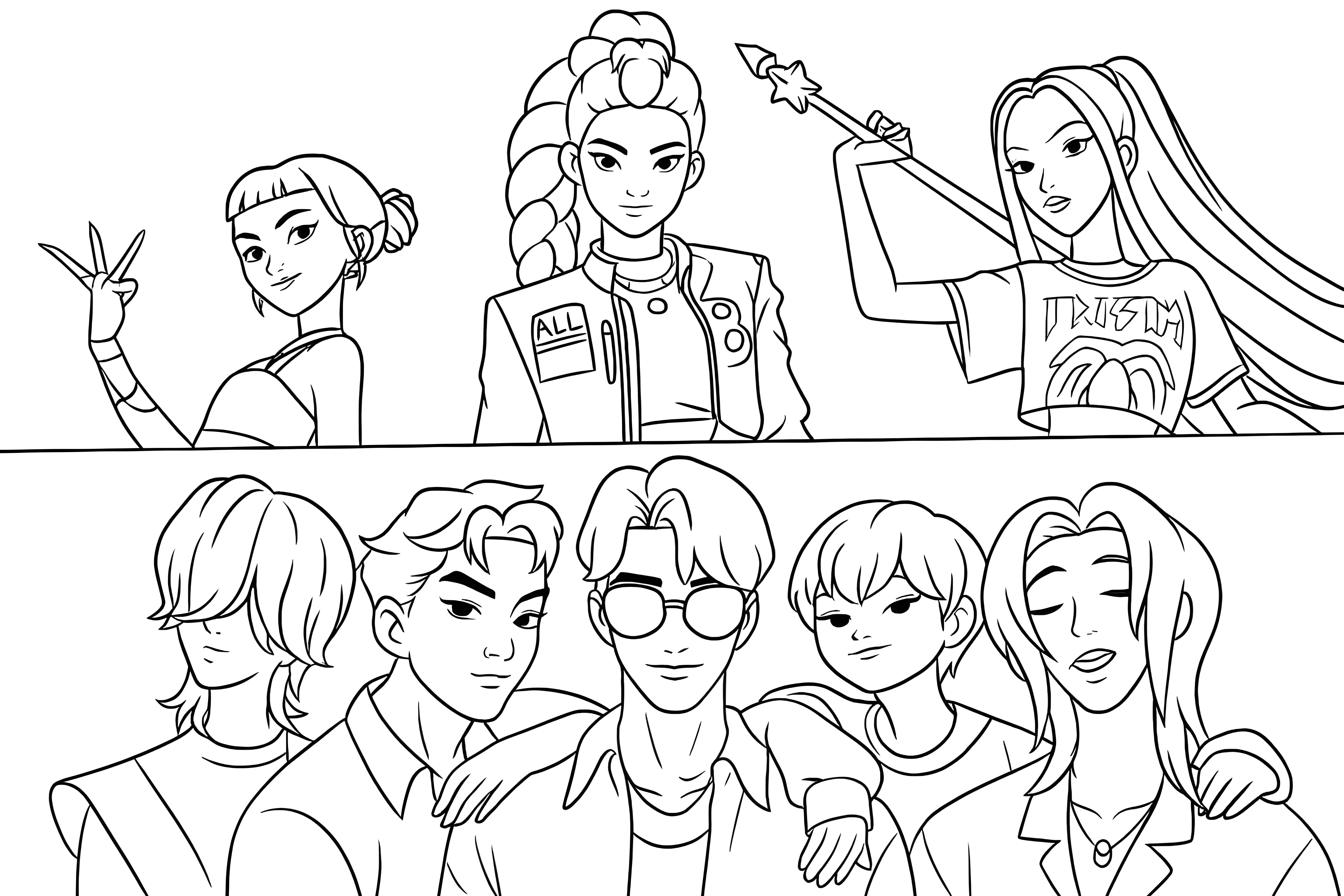 Руми, раскраска K-pop Demon Hunters №1329. Раскраски из мультиков. Кейпоп-охотницы на демонов.