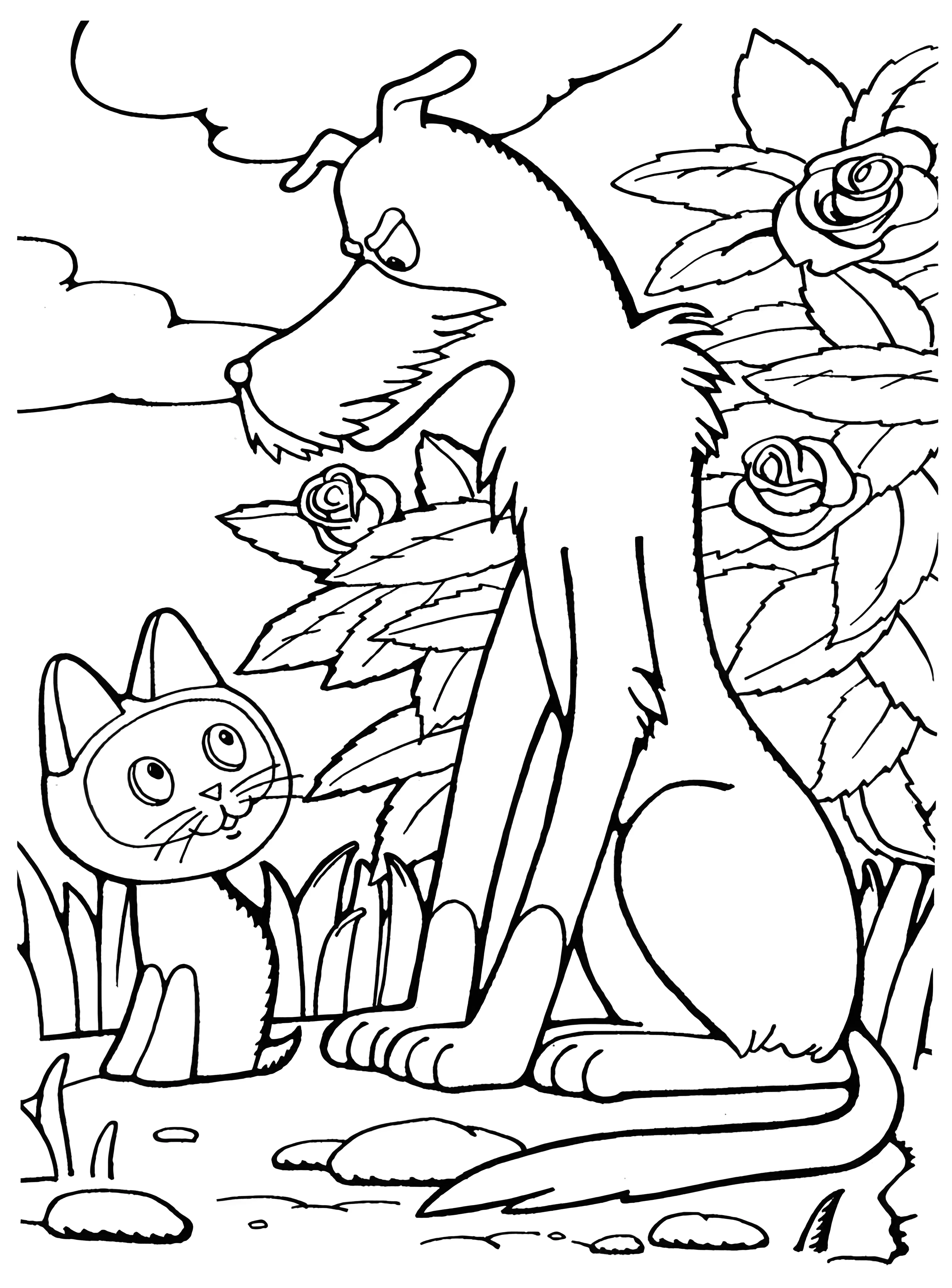 Котенок Гав и большой пёс №2526. Раскраски из мультиков. Котенок Гав.