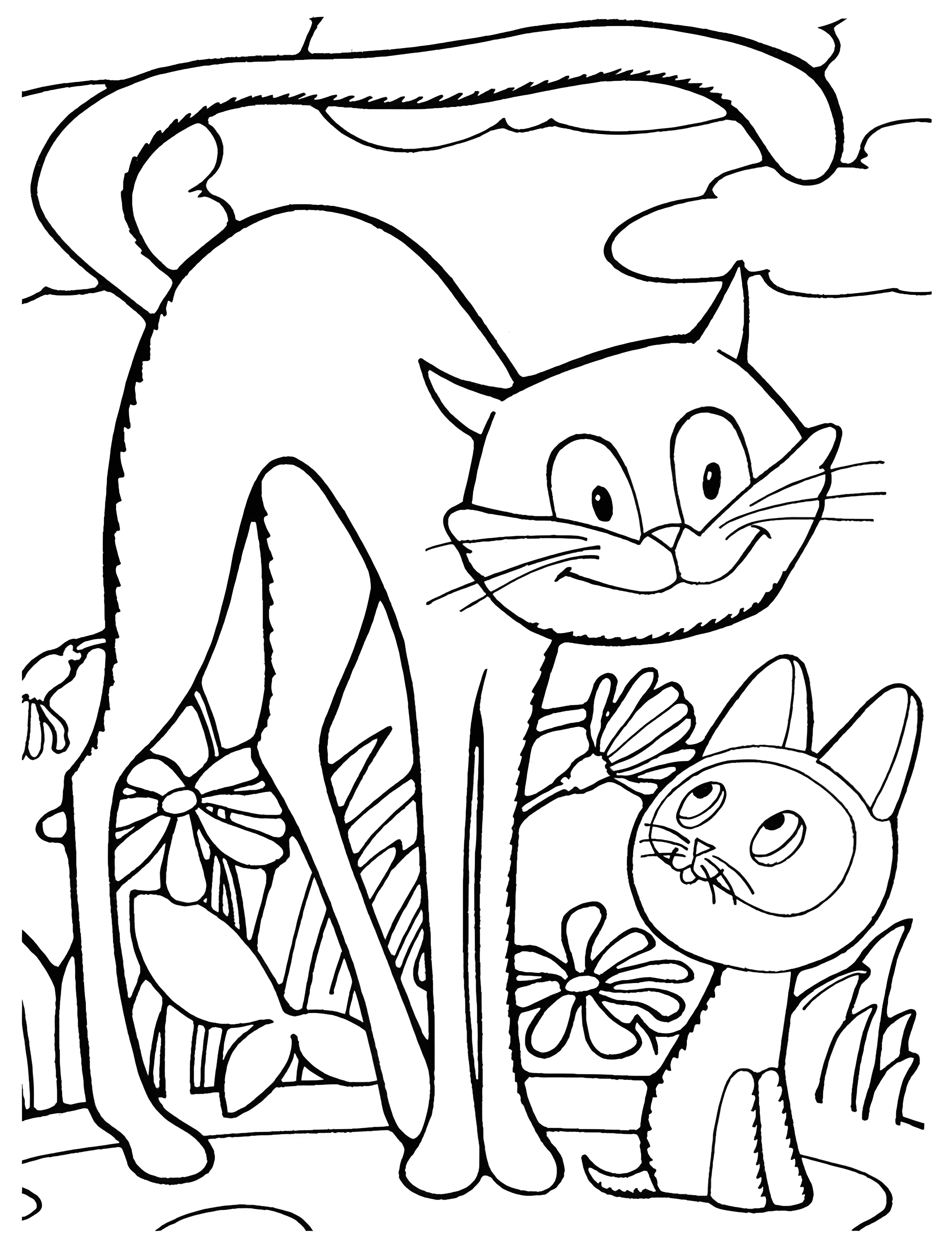 Котенок Гав и большой кот №2524. Раскраски из мультиков. Котенок Гав.