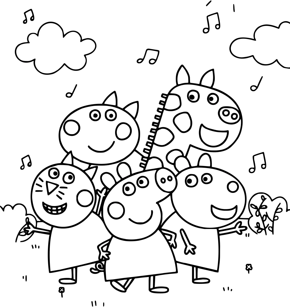 Пеппа Свин и Веселые Животные из Peppa Pig №14757. Популярные раскраски. Свинка Пеппа.