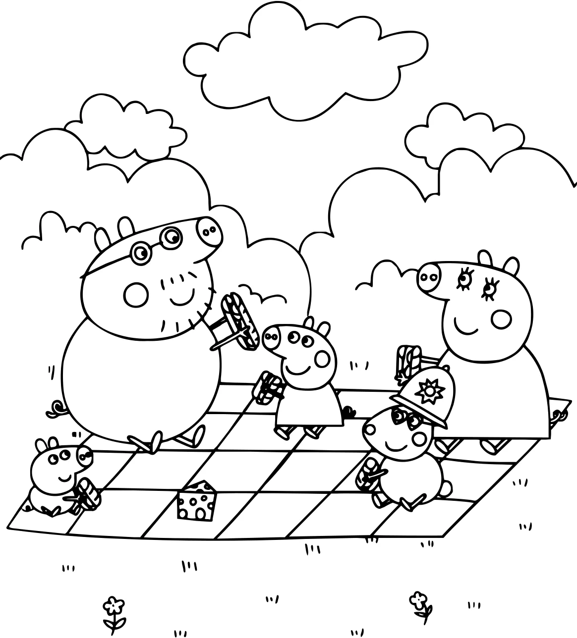 Пеппа Свинка отправляется на пикник от Peppa Pig №14756. Популярные раскраски. Свинка Пеппа.