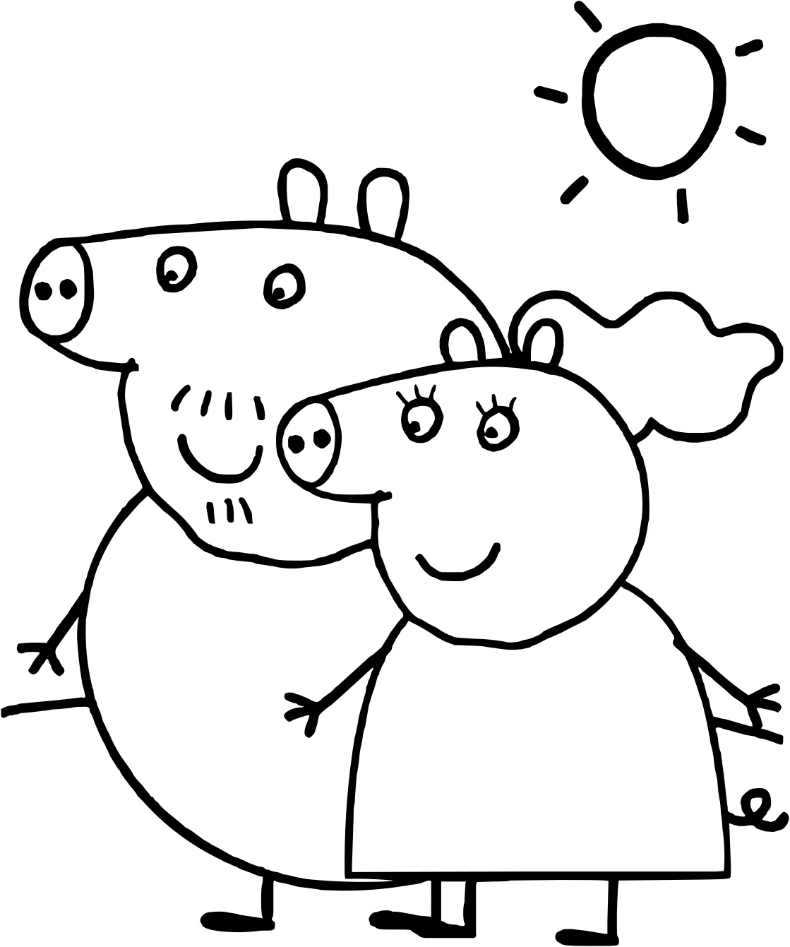 Папа и мама Свинья из Peppa Pig №14747. Популярные раскраски. Свинка Пеппа.