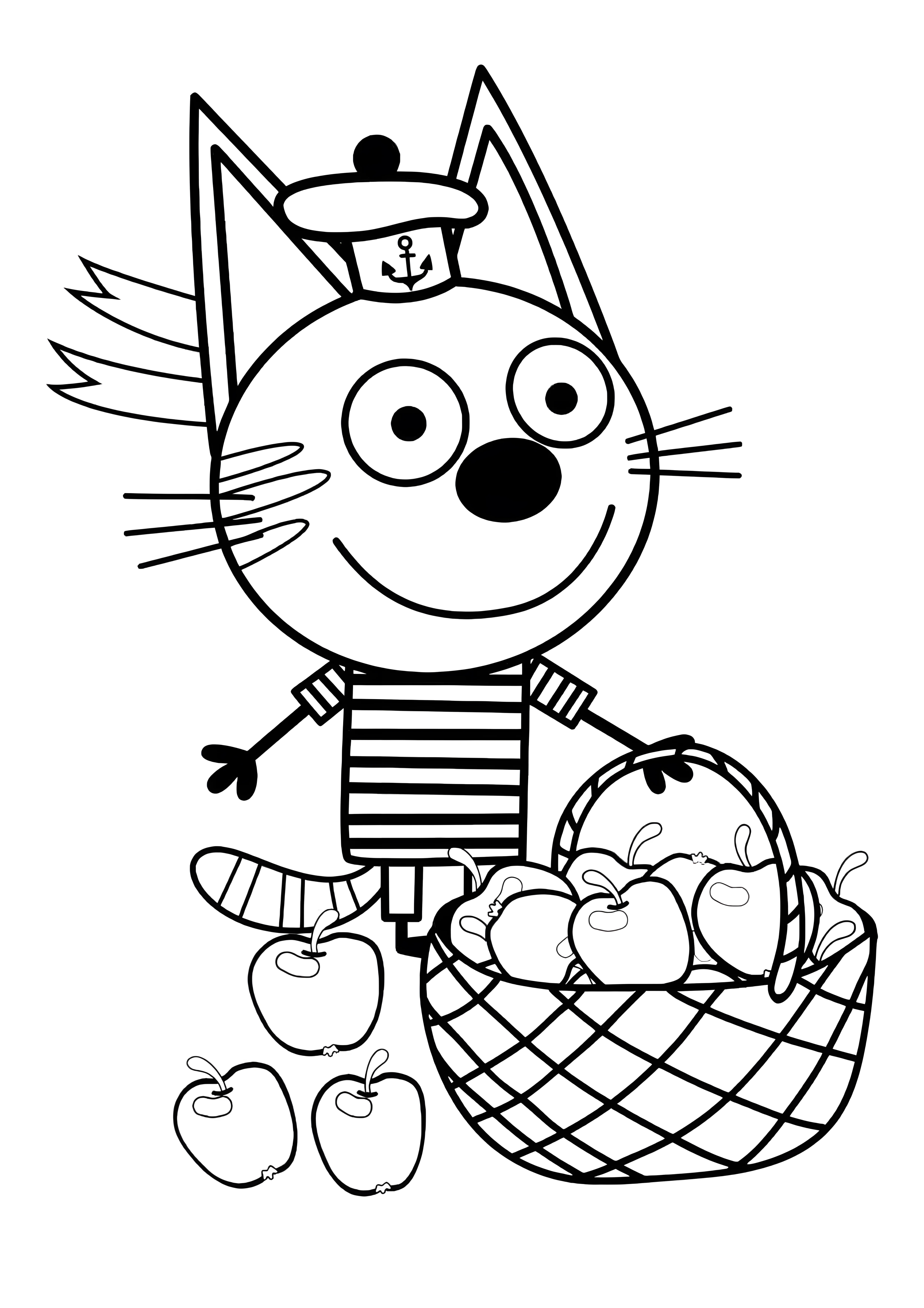 Коржик кот Три Кота, раскраска для девочек 2-7 лет №364. Раскраски из мультиков. Три кота.
