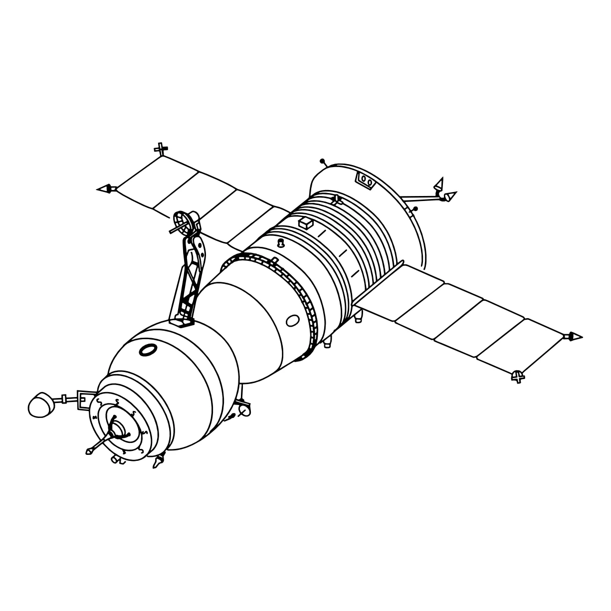 Космический корабль Союз №8817. Популярные раскраски. Космос, галактики, звёзды, планеты.