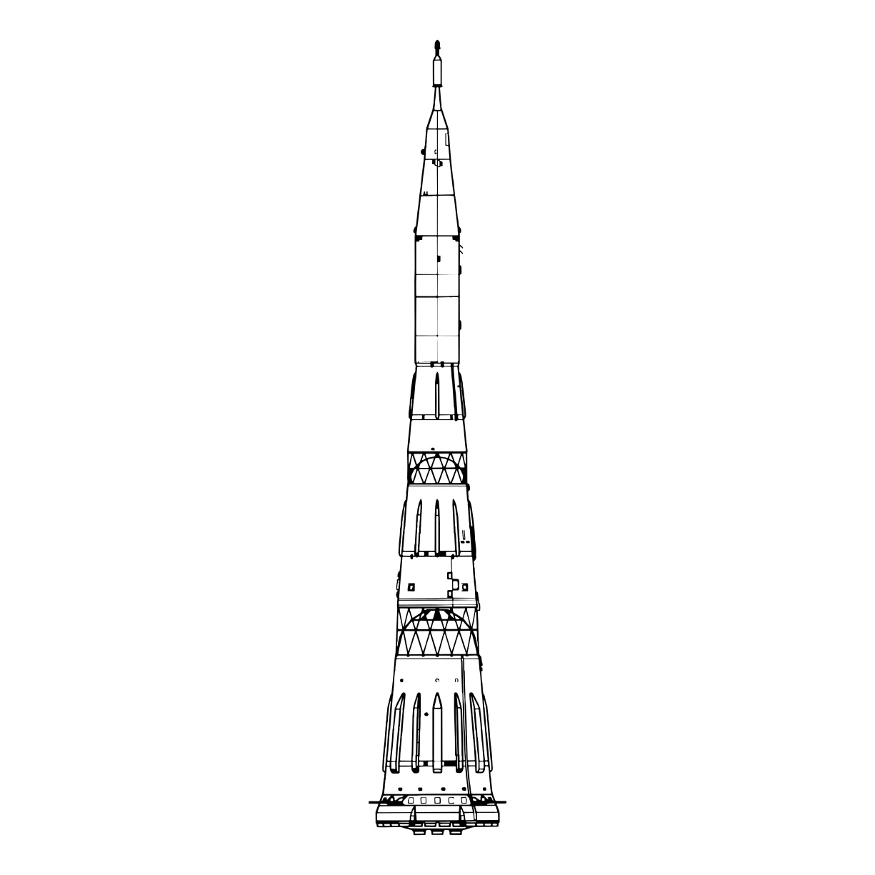 Ракета Н1 СССР лунная ракета №8815. Популярные раскраски. Космос, галактики, звёзды, планеты.