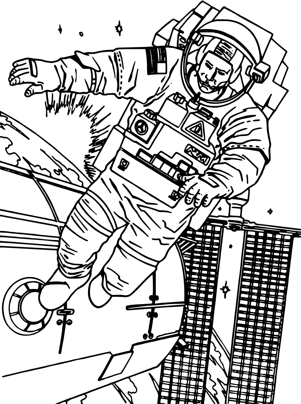 Космонавт арт №9040. Популярные раскраски. Космос, галактики, звёзды, планеты.