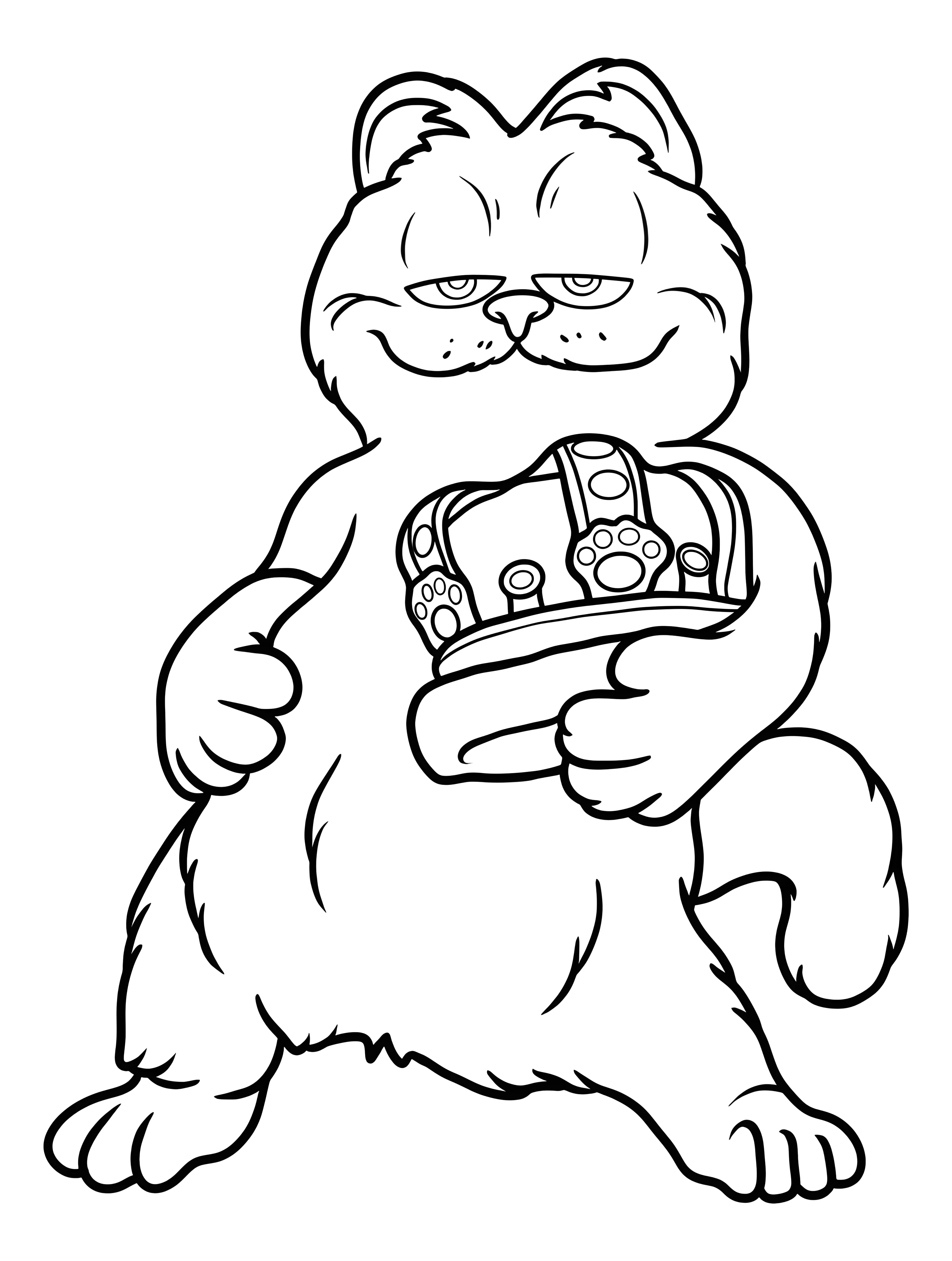 Кот Гарфилд держит корону №3753. Раскраски для девочек по категориям. Милые котики.