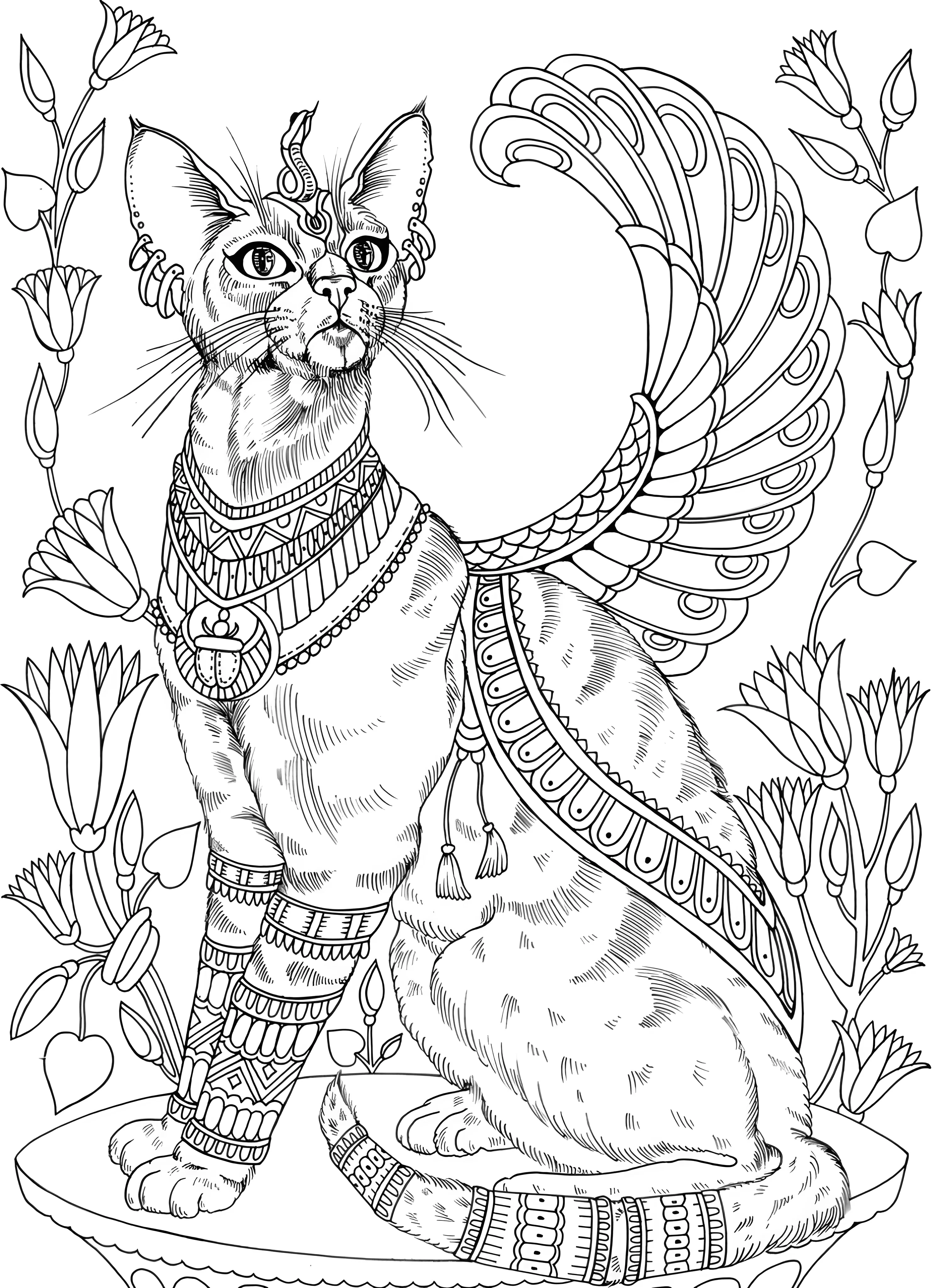 Кошка с крылями №3579. Раскраски для девочек по категориям. Котики.