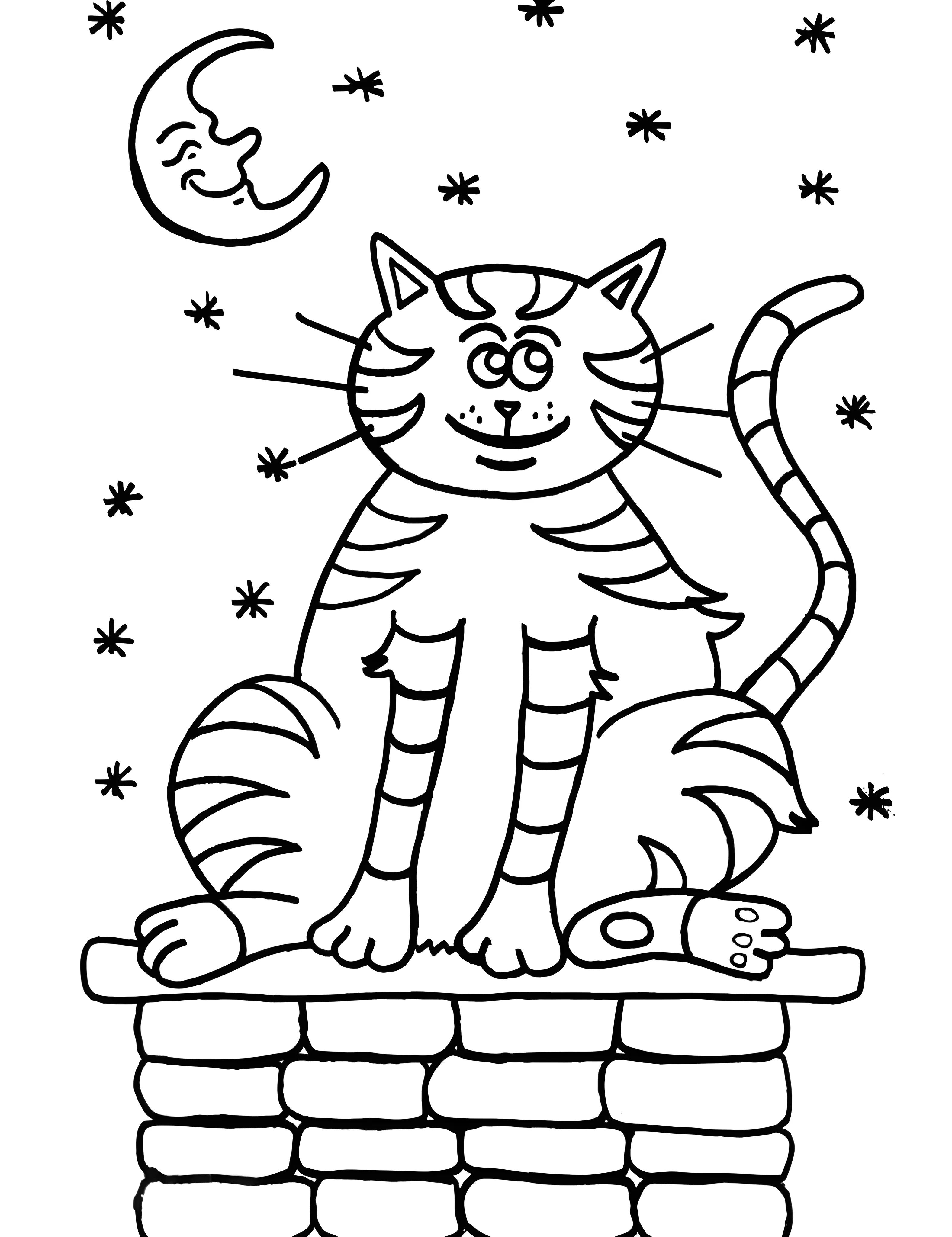 Кот на крыше №3570. Раскраски для девочек по категориям. Котики.