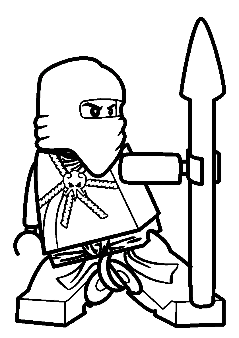 Кай с копьем, распечатать LEGO Ниндзяго №9719. Популярные раскраски. LEGO Ниндзяго.