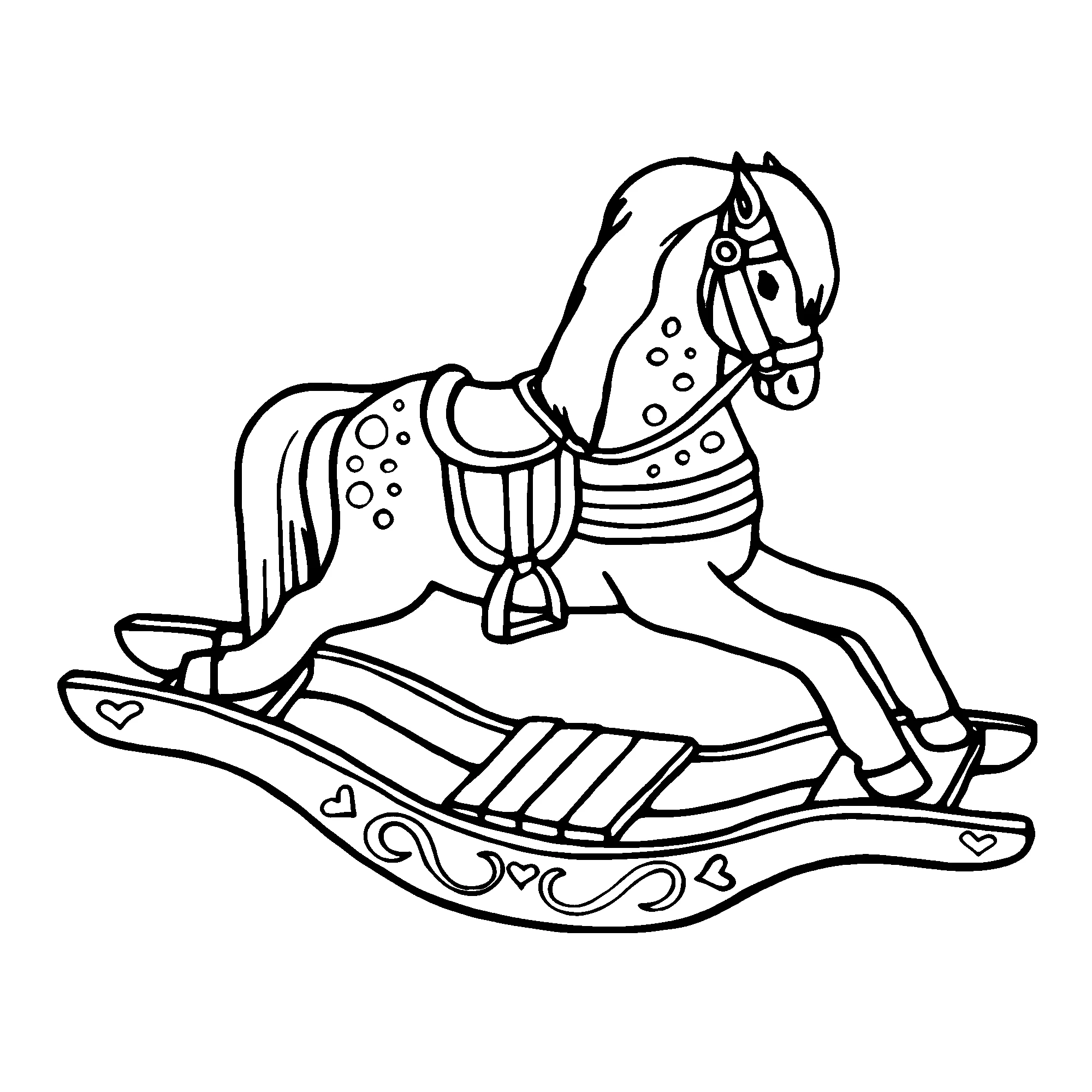 Катающаяся лошадь-игрушка, распечатать картинку №10656. Популярные раскраски. Лошади и пони.