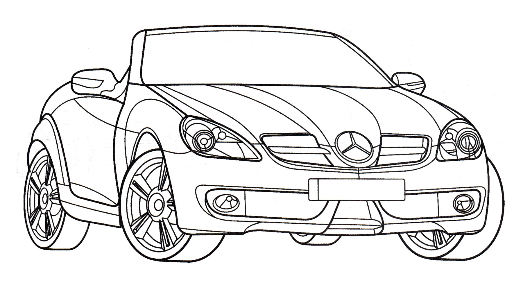 Mercedes SLK 350 №2007. Раскраски для мальчиков по категориям. Машины.