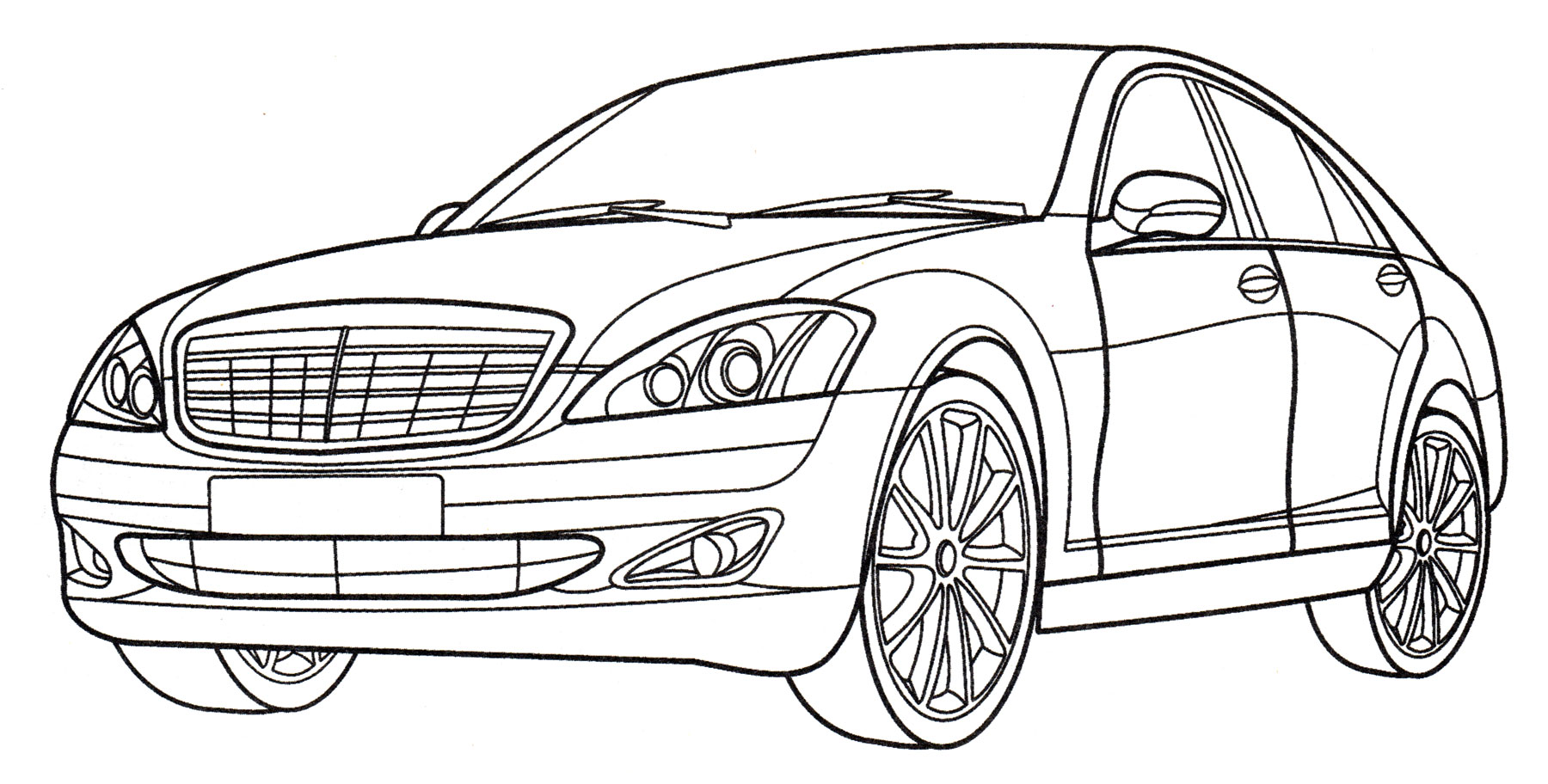 Mercedes S 350L №2013. Раскраски для мальчиков по категориям. Машины.