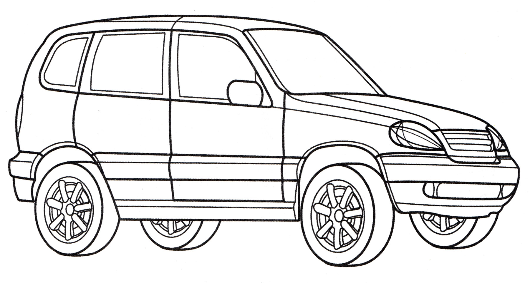Нива Chevrolet №2222. Раскраски для мальчиков по категориям. Машины.