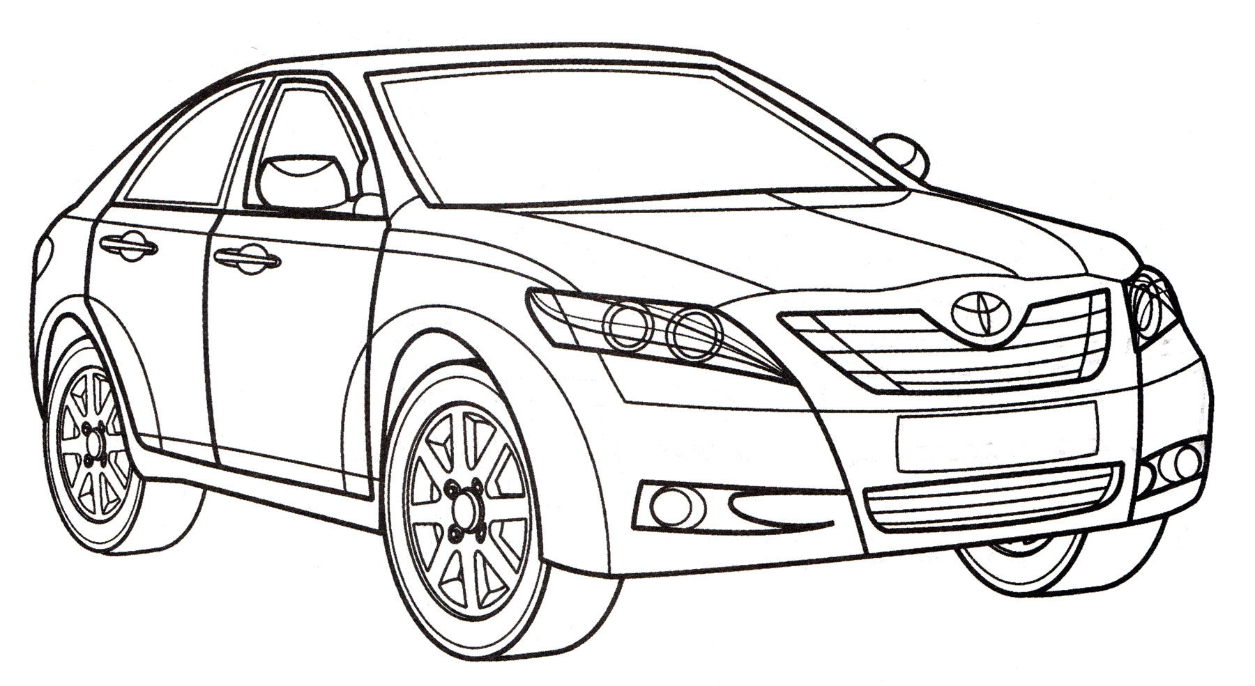 Toyota Camry №2045. Раскраски для мальчиков по категориям. Машины.