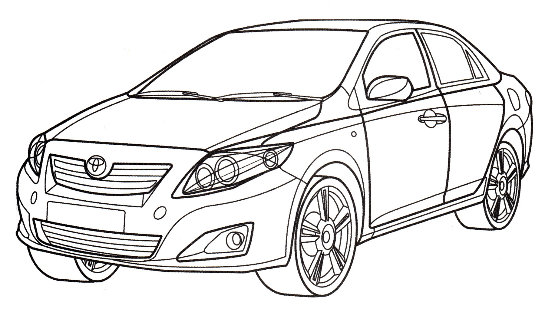 Toyota Corolla №2047. Раскраски для мальчиков по категориям. Машины.