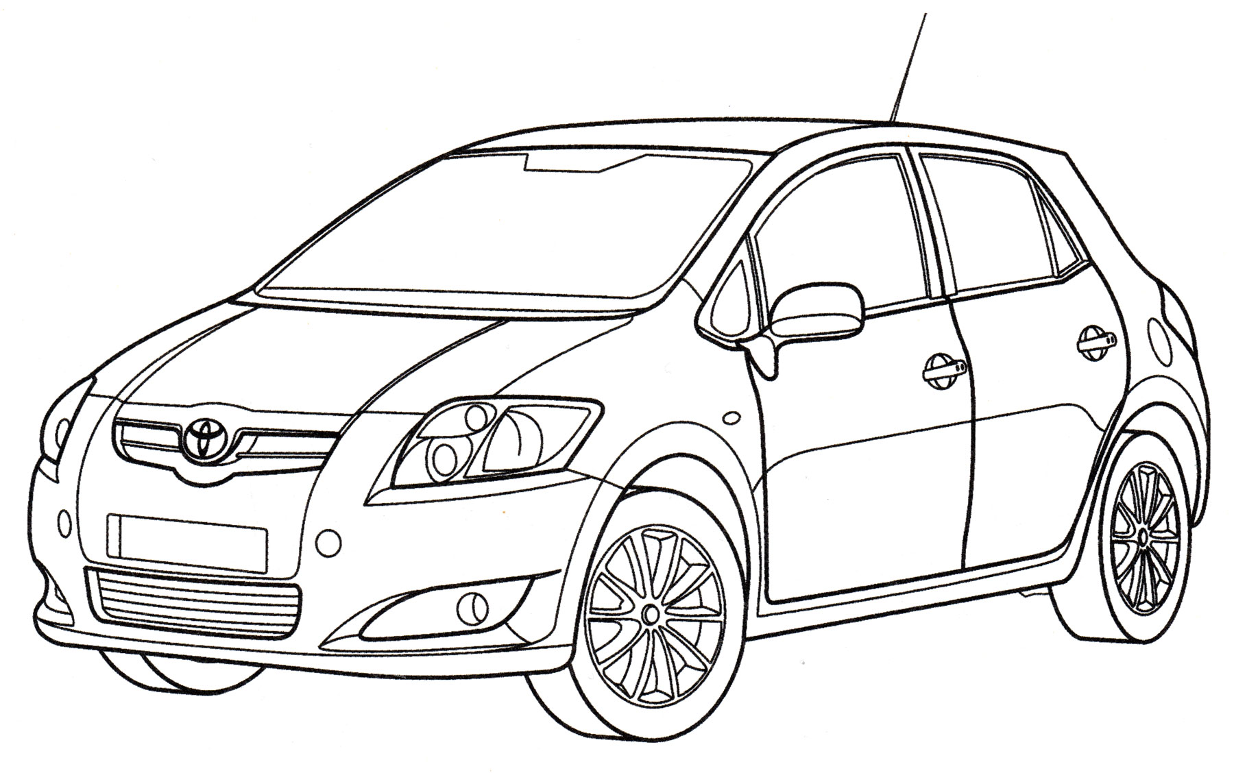 Toyota Auris №2050. Раскраски для мальчиков по категориям. Машины.