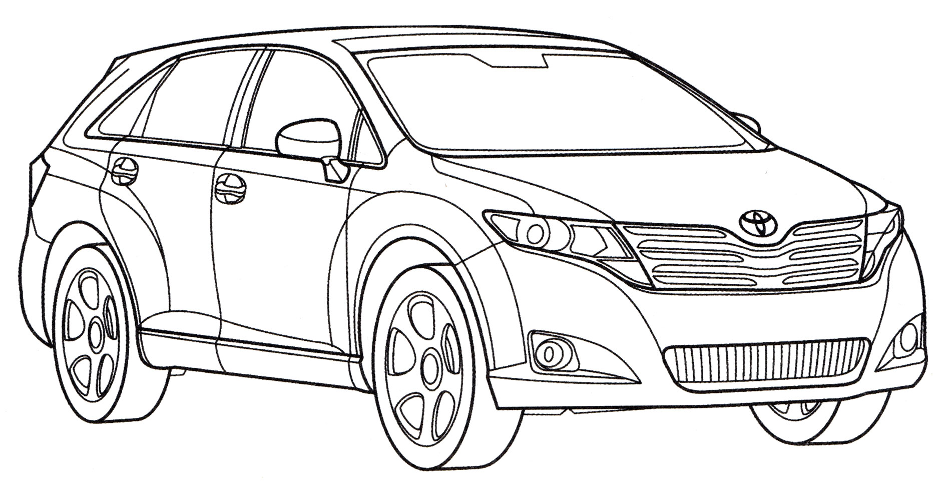 Toyota Venza №2053. Раскраски для мальчиков по категориям. Машины.