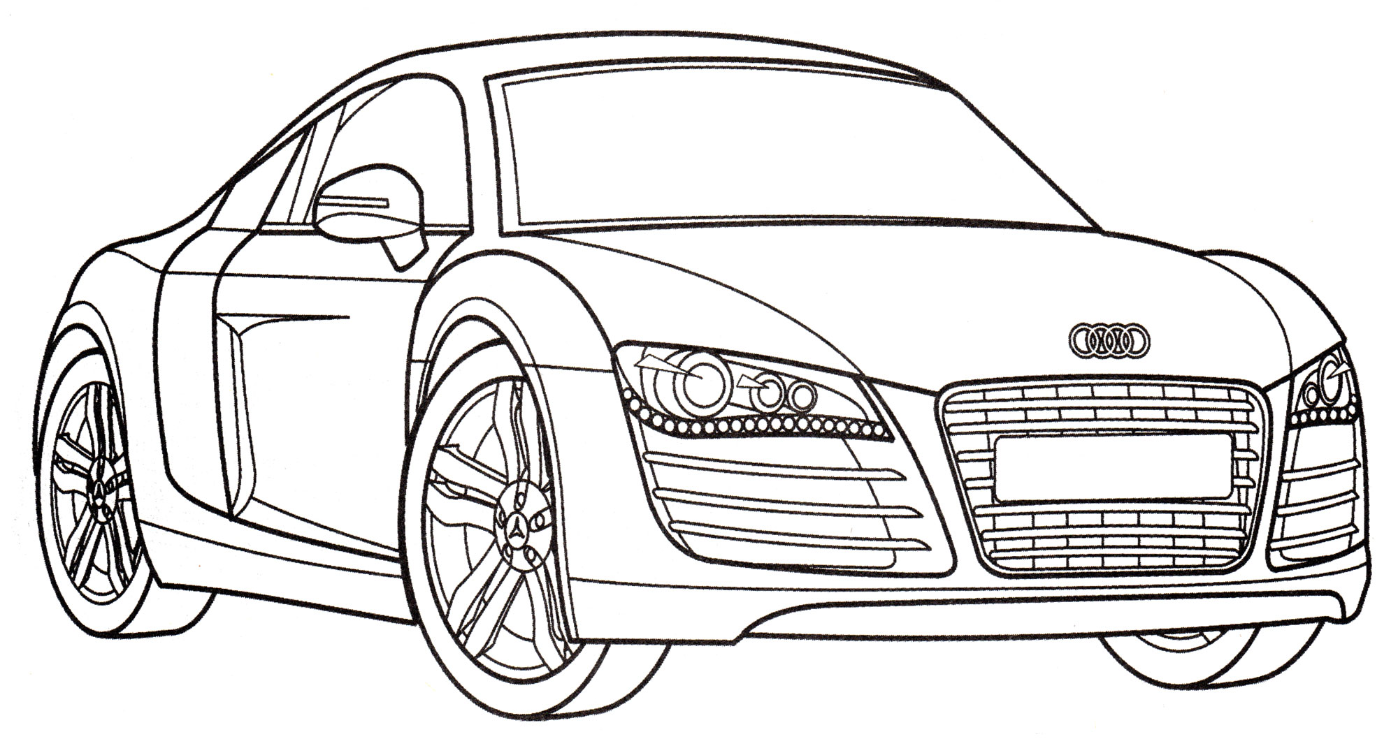 Audi R8 №2074. Раскраски для мальчиков по категориям. Машины.