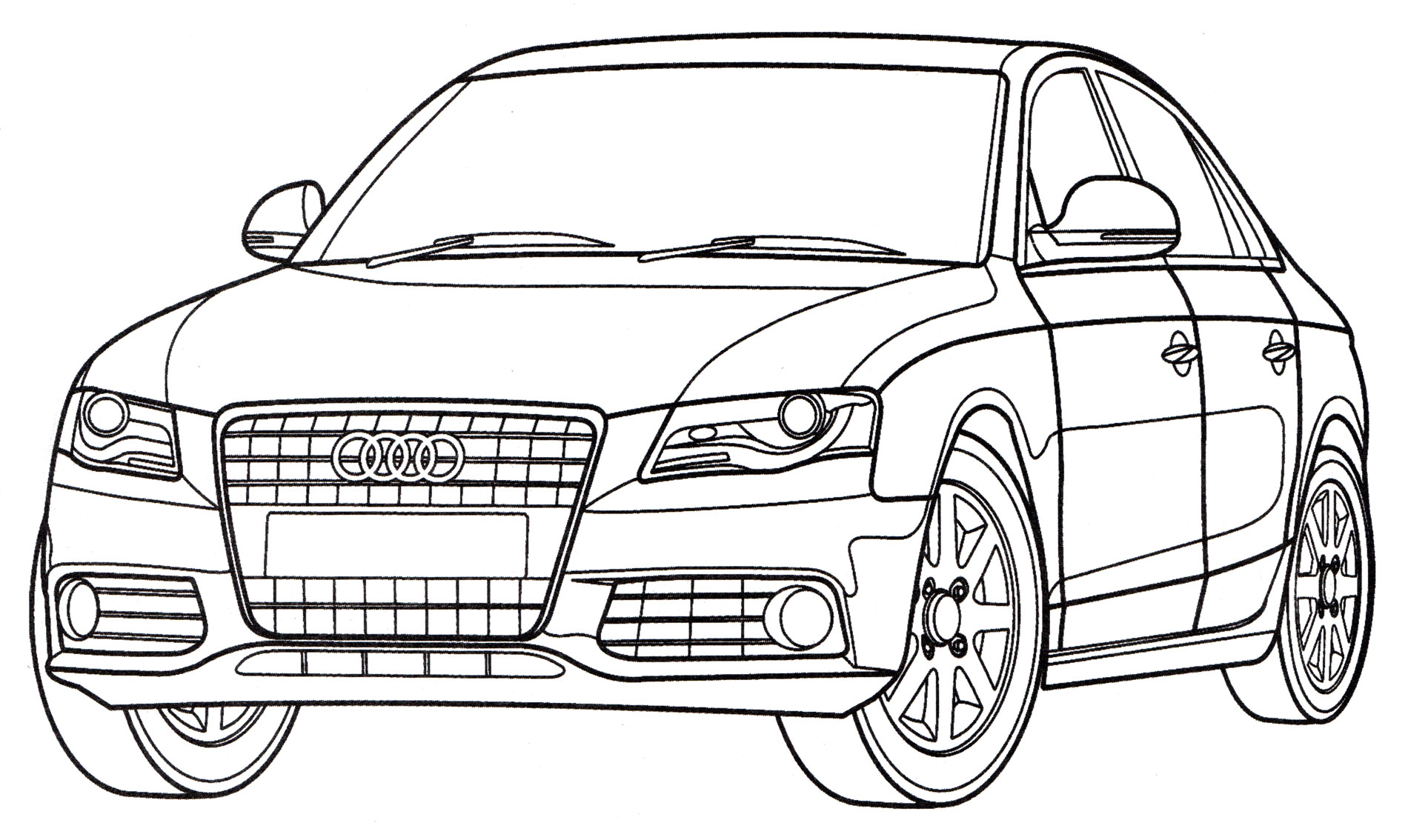 Audi A4 №2076. Раскраски для мальчиков по категориям. Машины.
